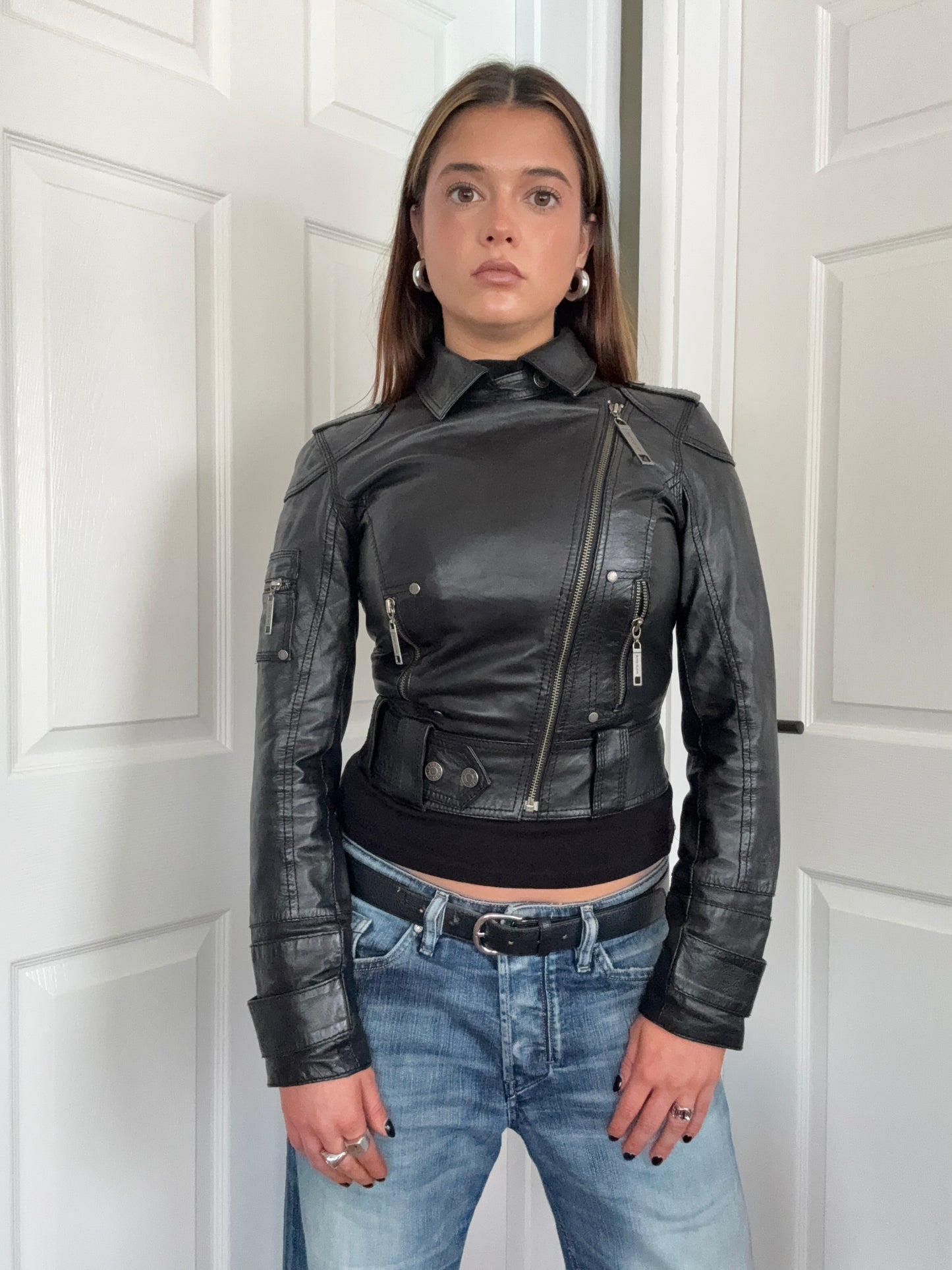 Leather Biker Jacket (UK8)