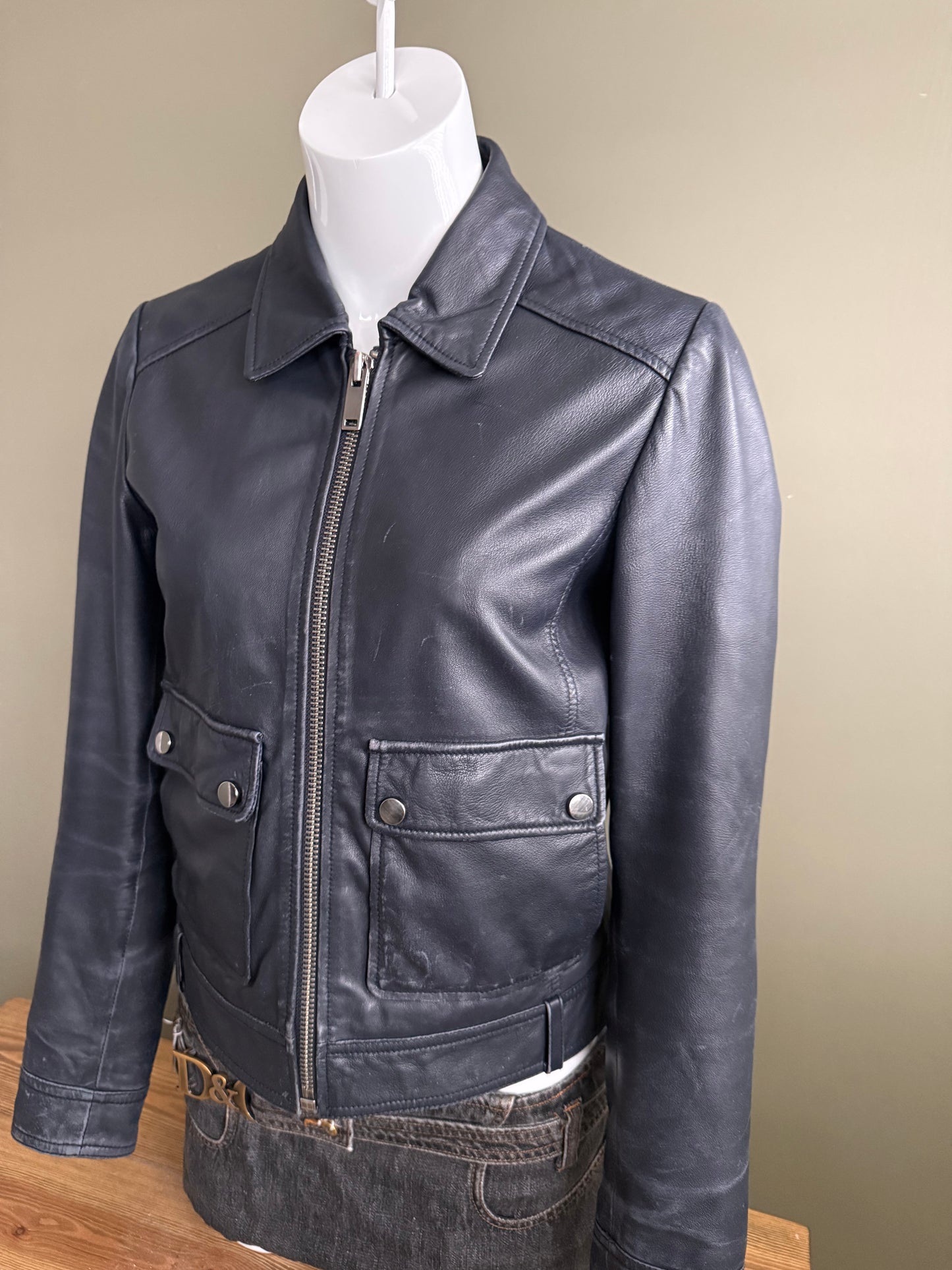 Leather Fitted Jacket (UK10)