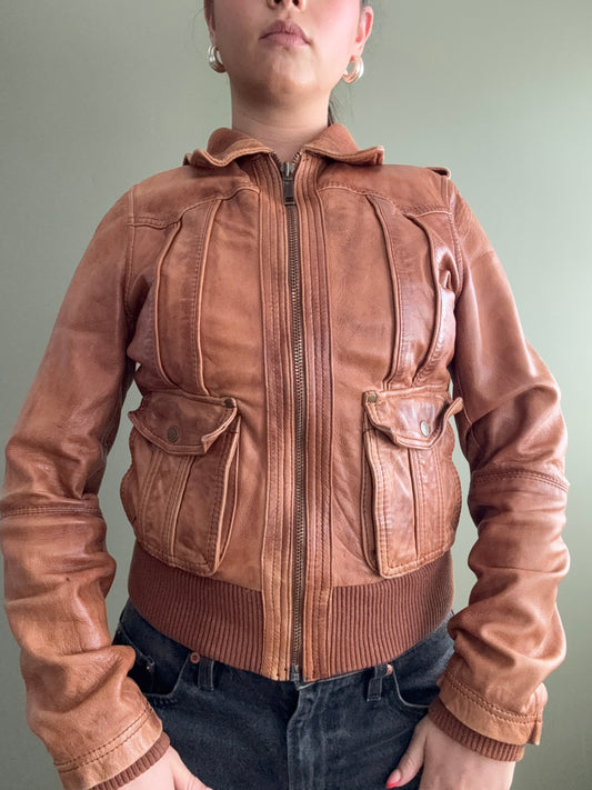 Leather Bomber Jacket (UK10)