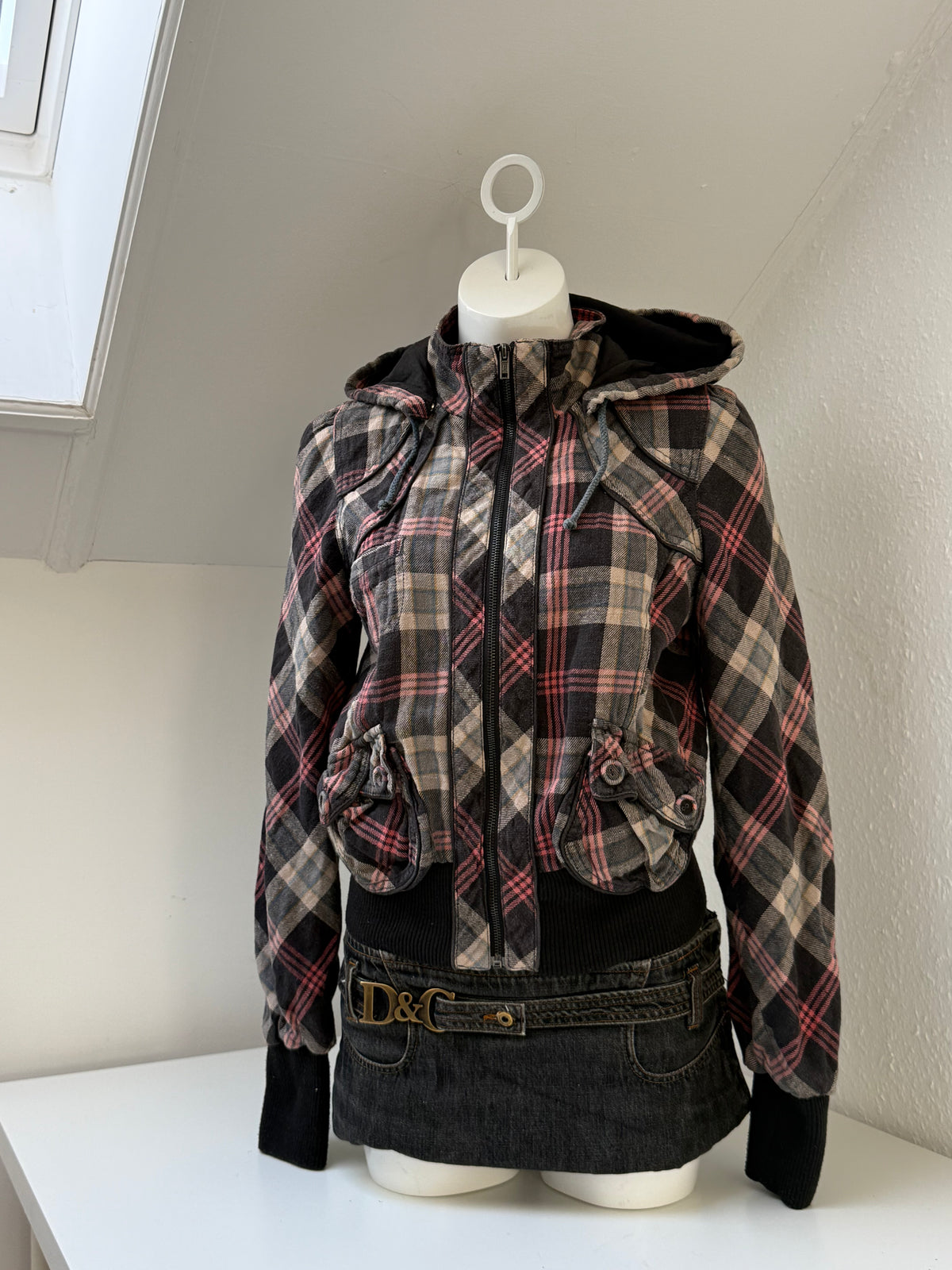 Tartan Hooded Bomber Jacket (UK12)