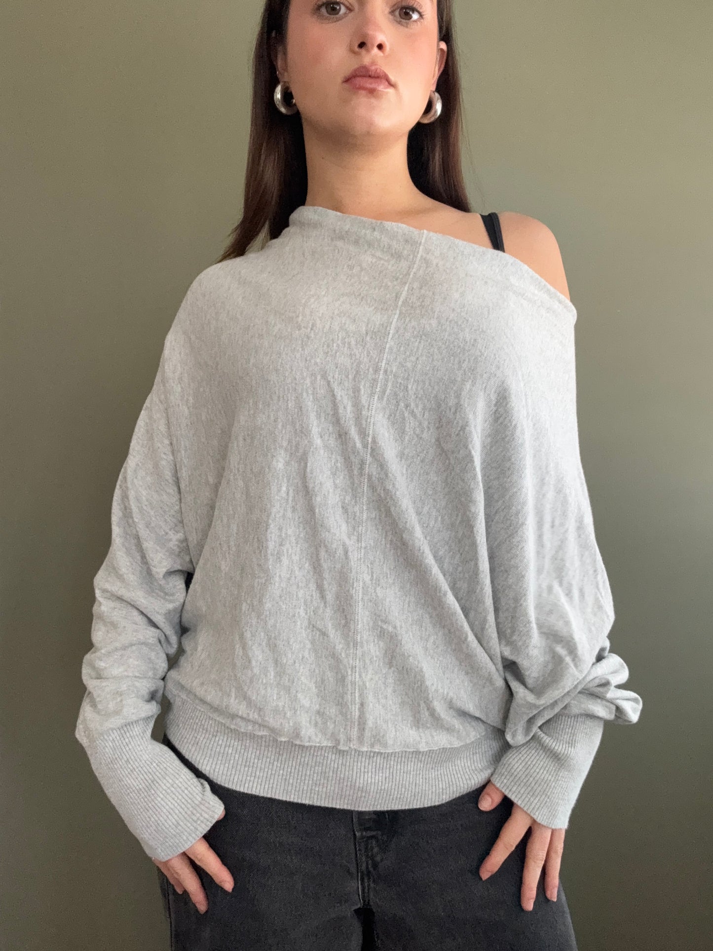 Allsaints Grey Batwing Button Up Jumper (UK10)