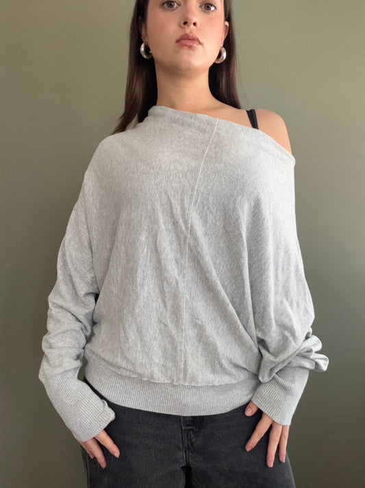 Allsaints Grey Batwing Button Up Jumper (UK10)