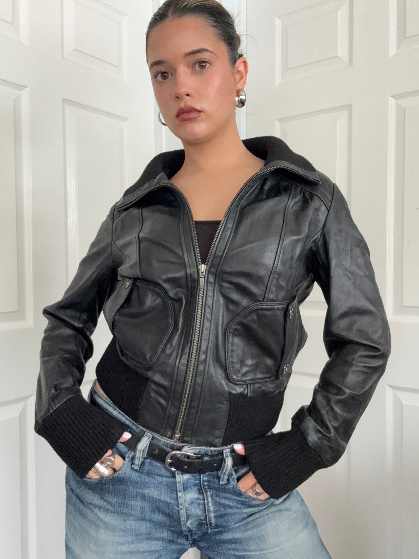 Leather Bomber Jacket (UK12)