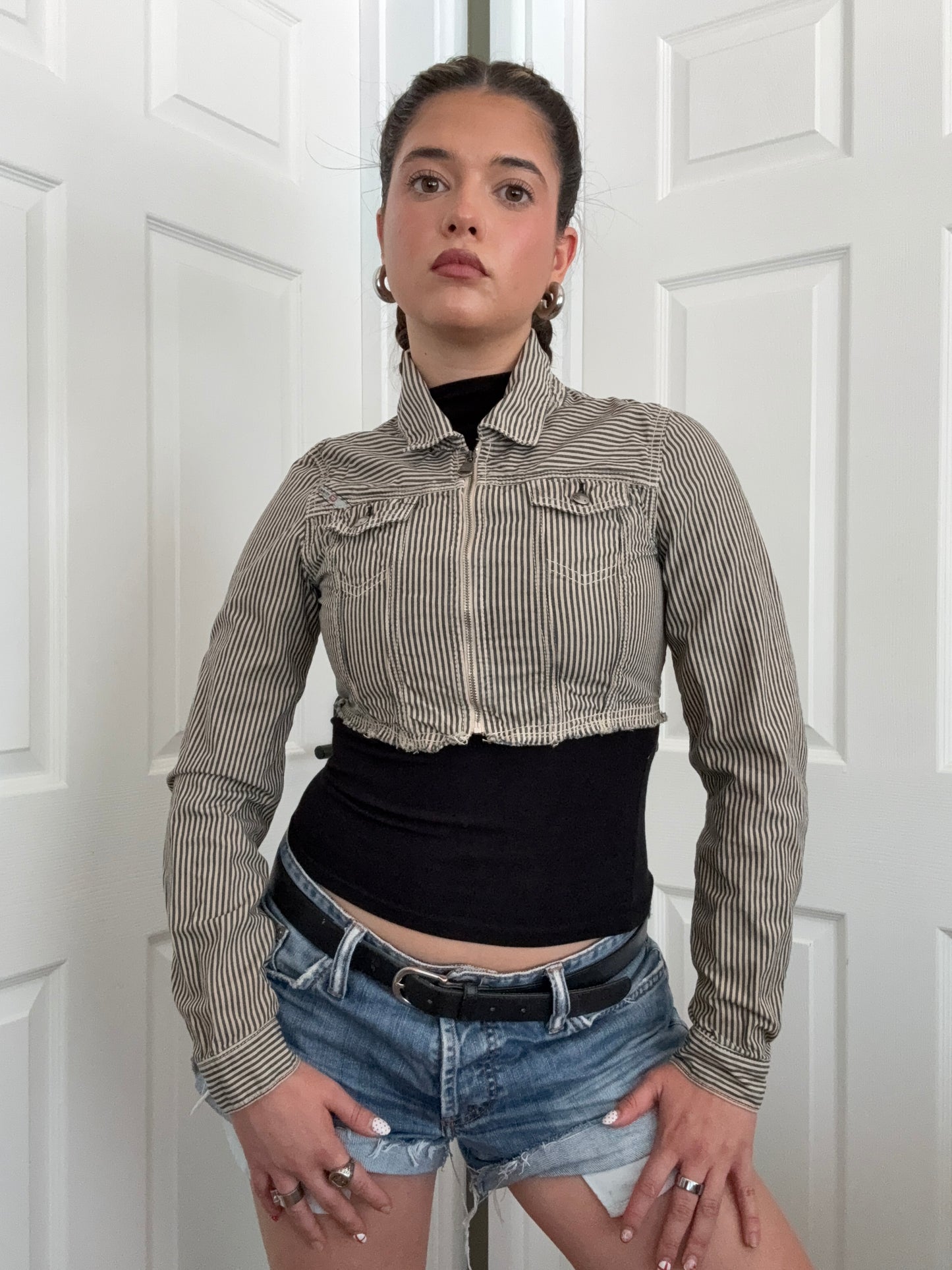 Diesel Pinstripe Cropped Jacket (XL)