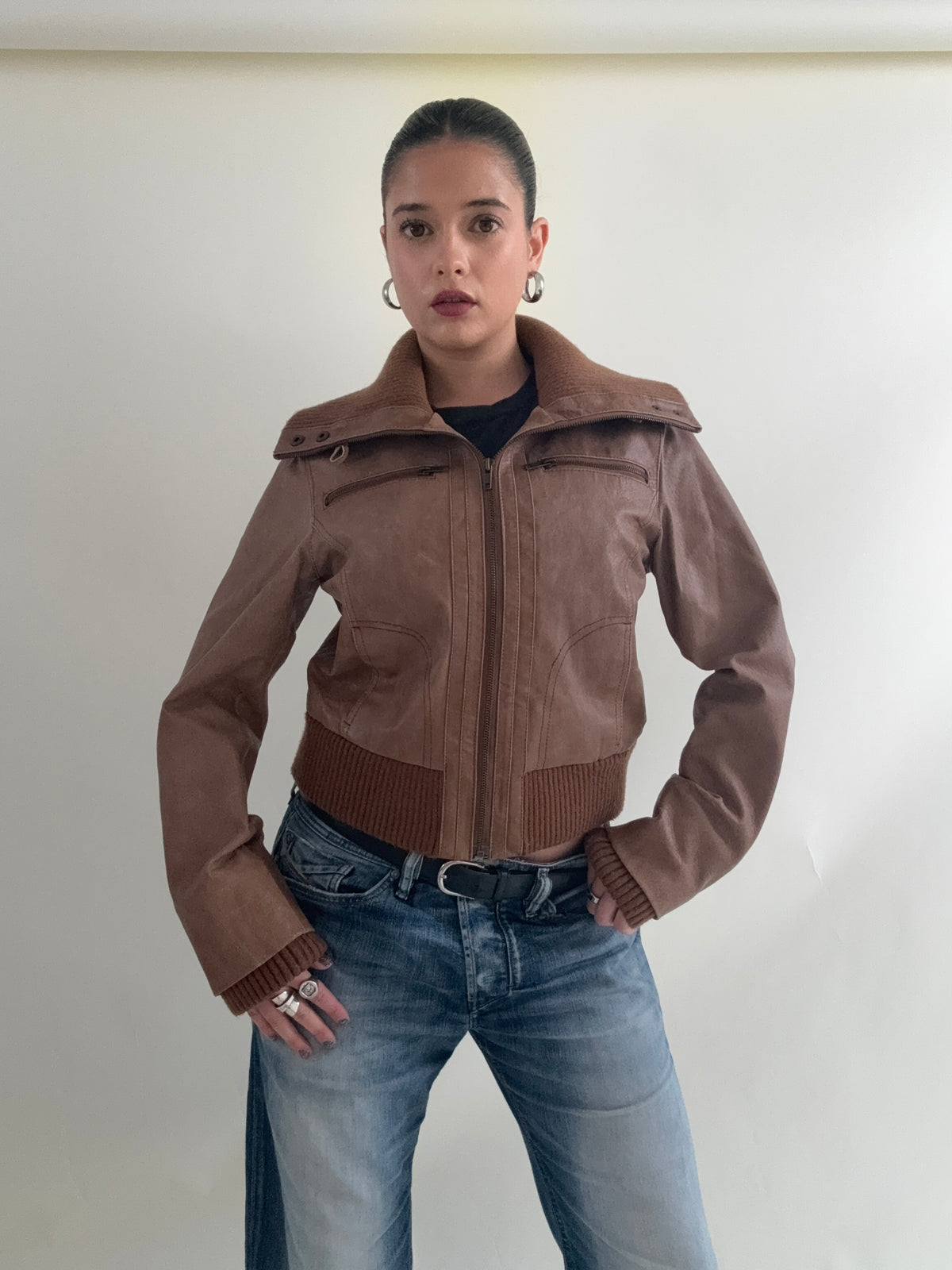 Leather Bomber Jacket (UK14)