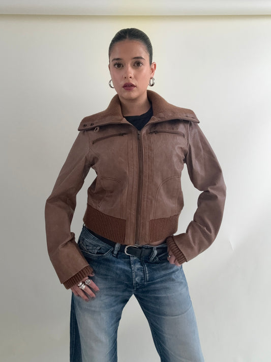 Leather Bomber Jacket (UK14)