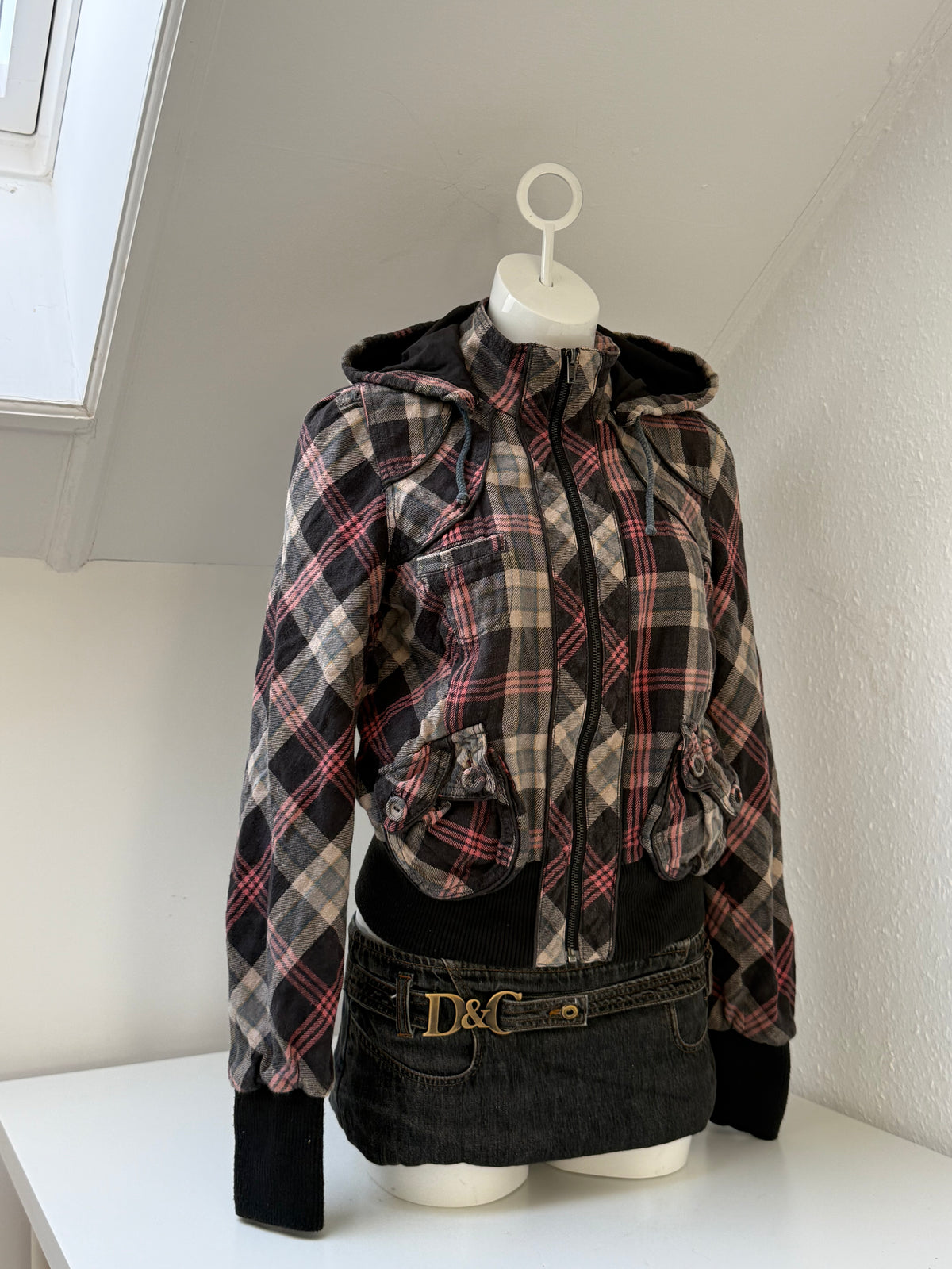 Tartan Hooded Bomber Jacket (UK12)
