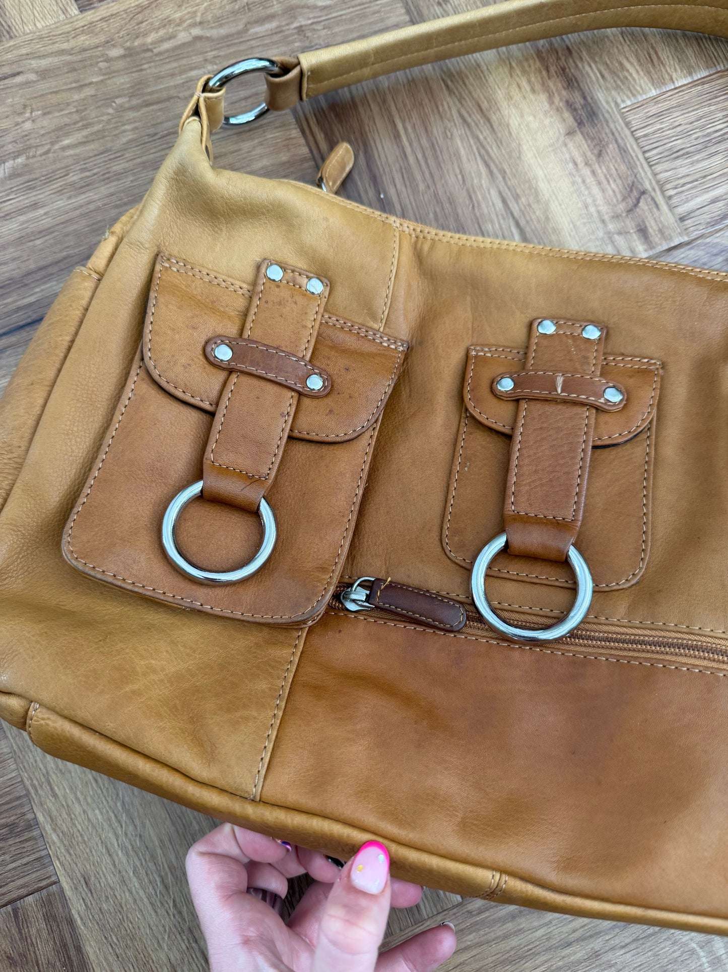 Vintage Leather Buckle Shoulder Bag