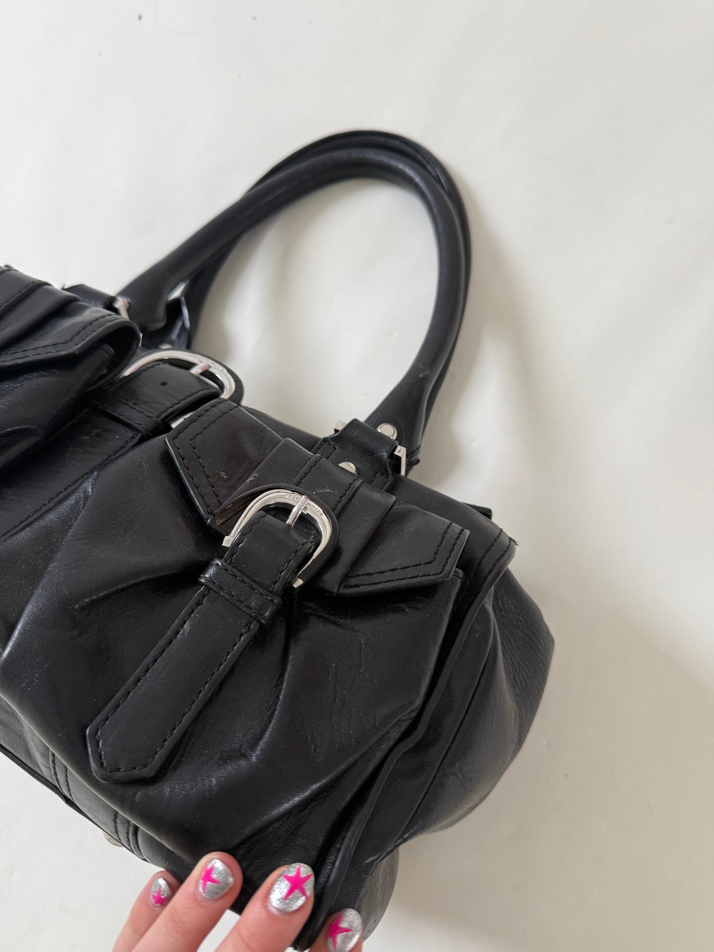 Karen Millen Leather Cargo Handbag
