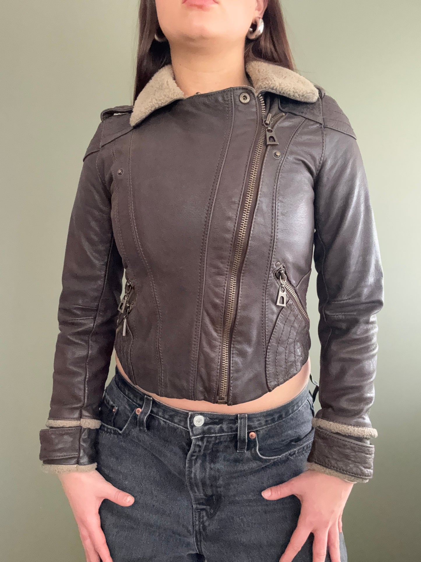 Leather Aviator Jacket (UK6)