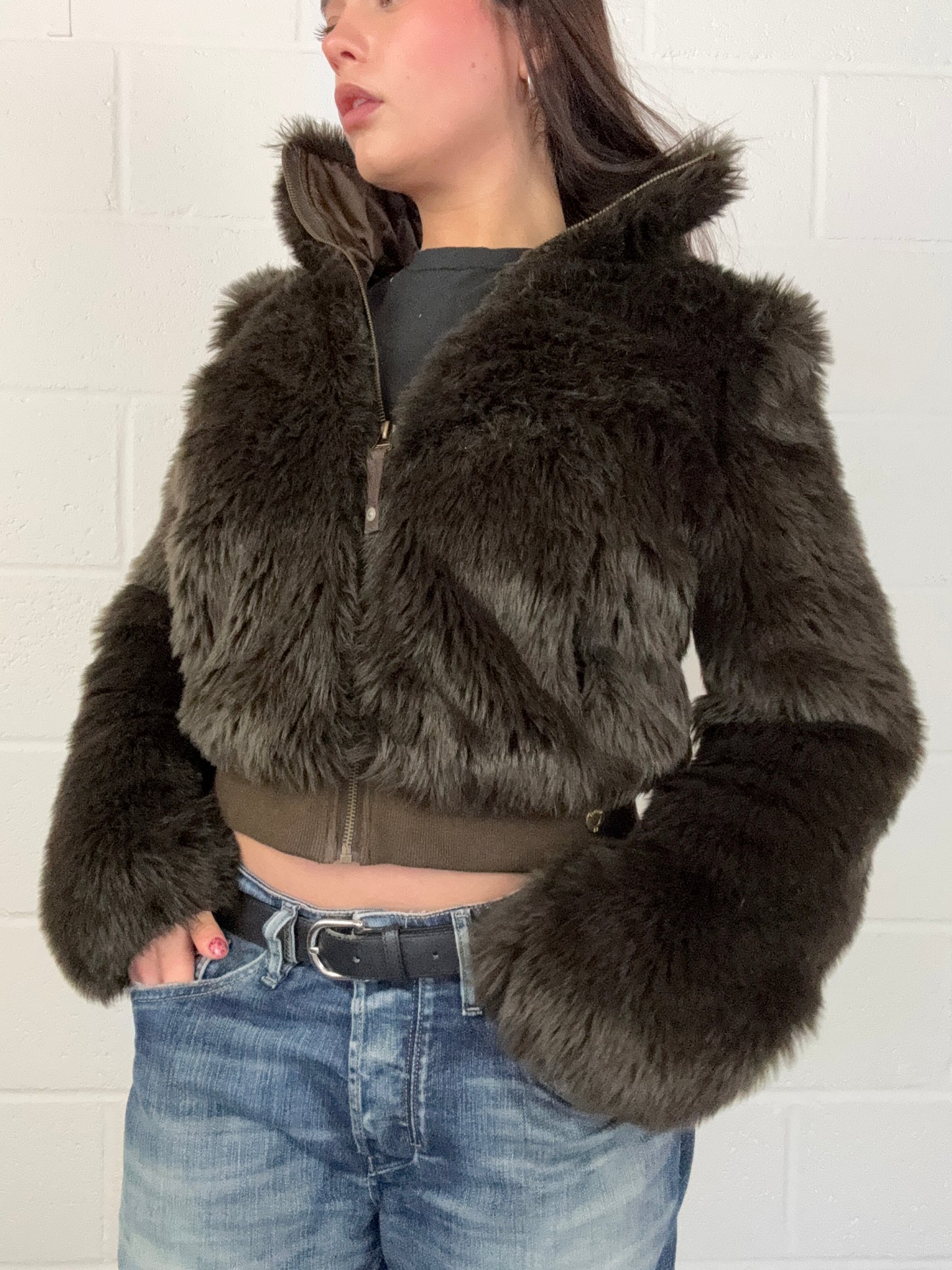 Firetrap Faux Fur Bomber Jacket (S)