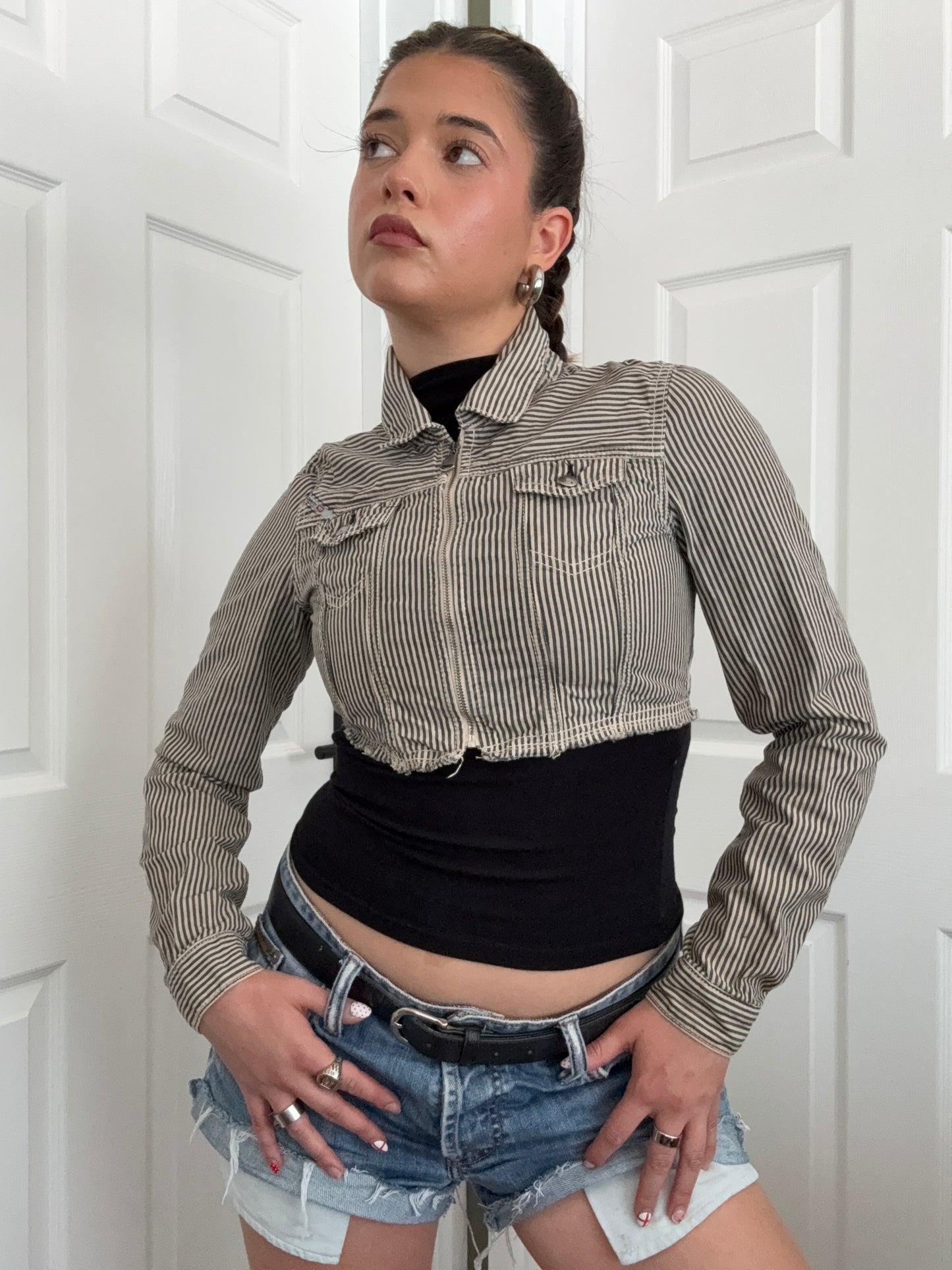 Diesel Pinstripe Cropped Jacket (XL)