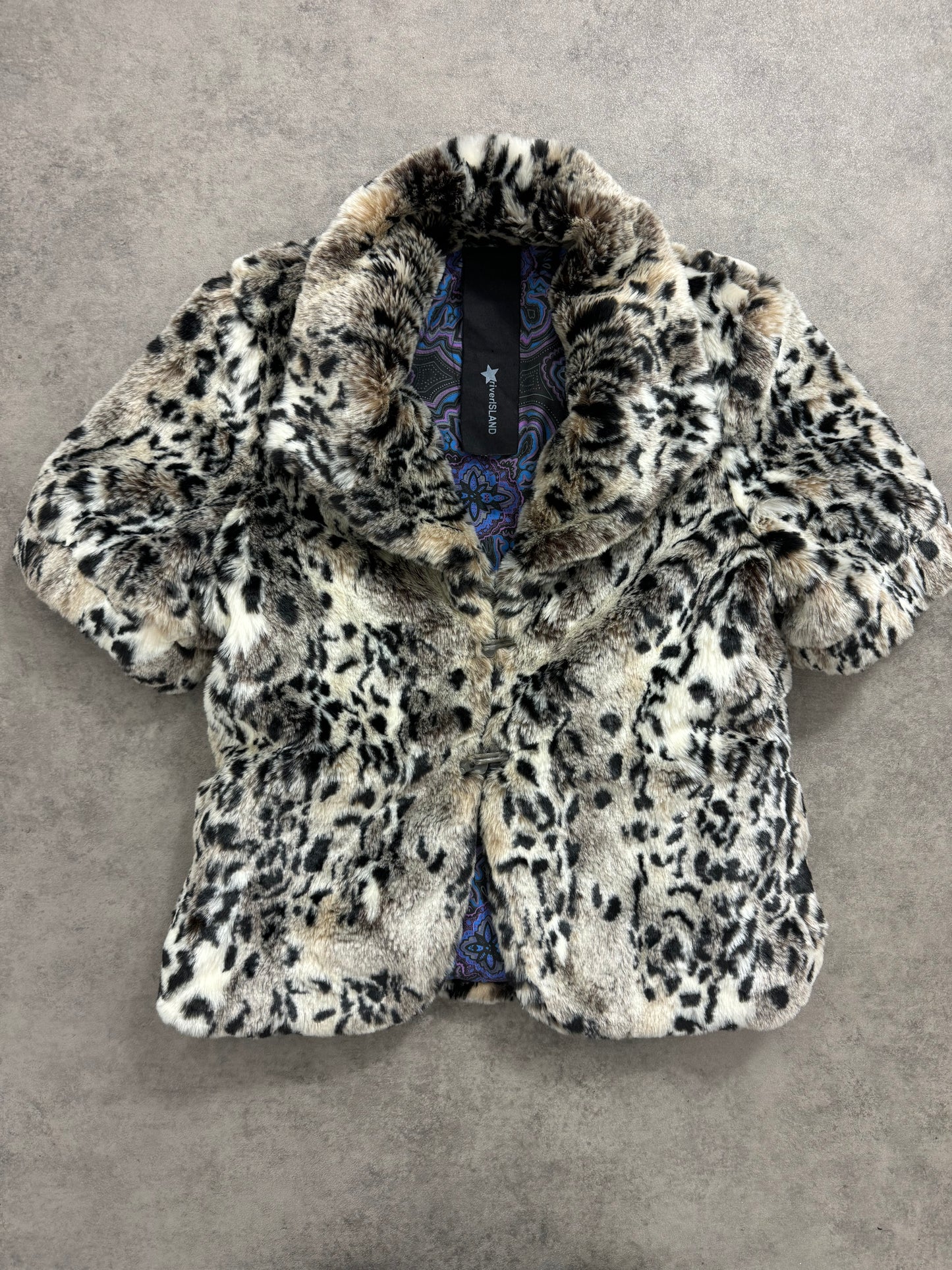 Faux Fur Leopard Print Shortsleeve Jacket