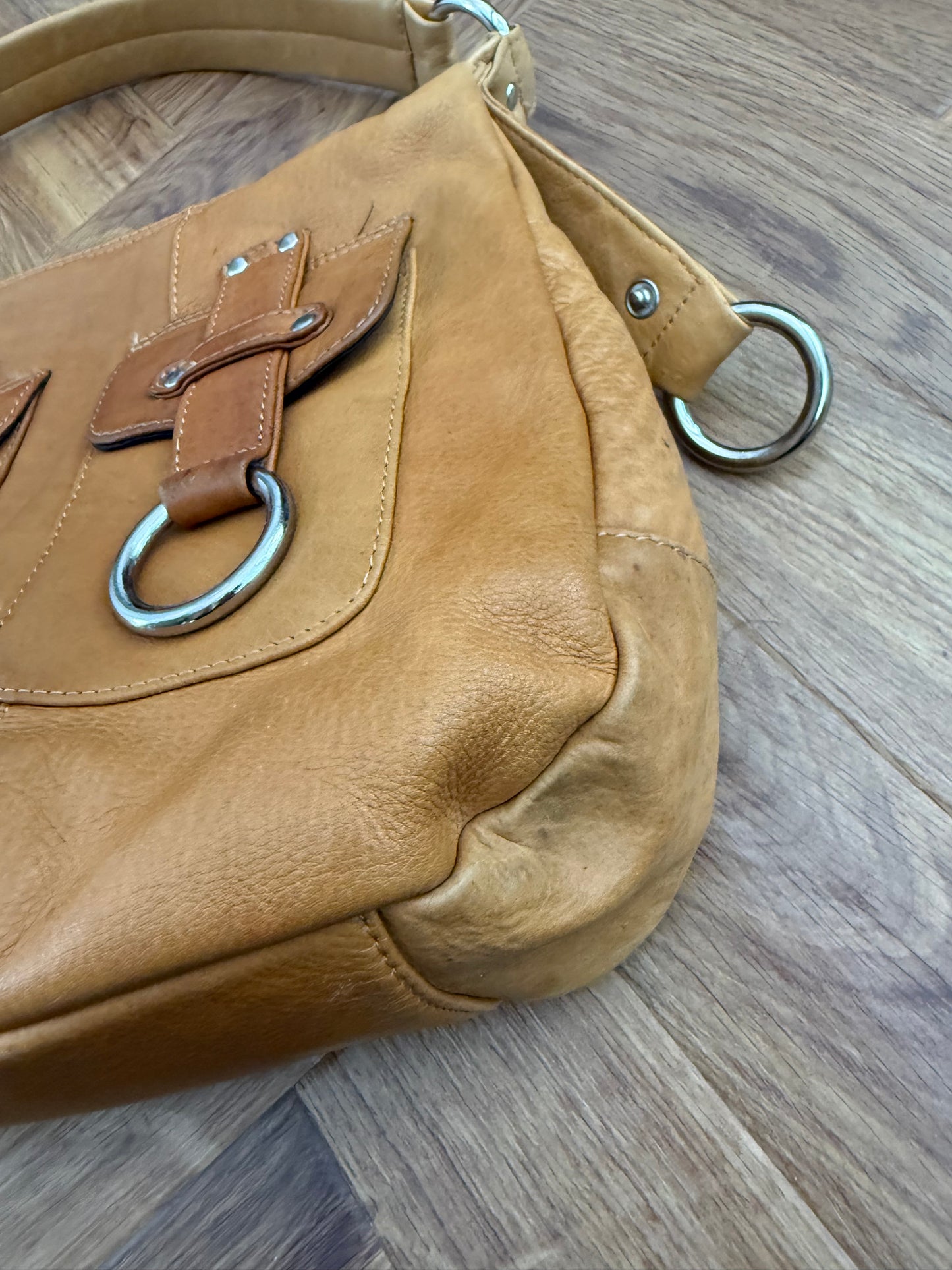 Vintage Leather Buckle Shoulder Bag