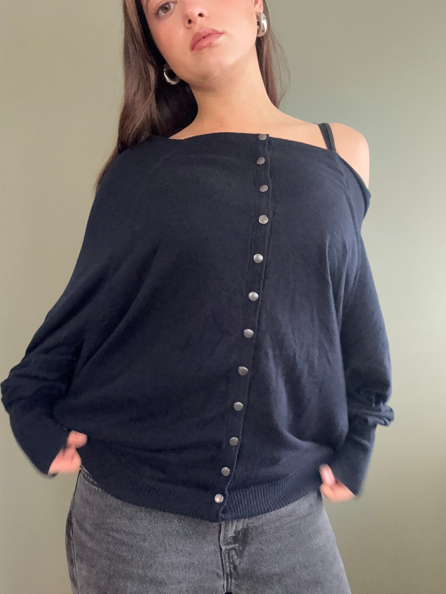 Navy Allsaints Batwing Jumper (L)