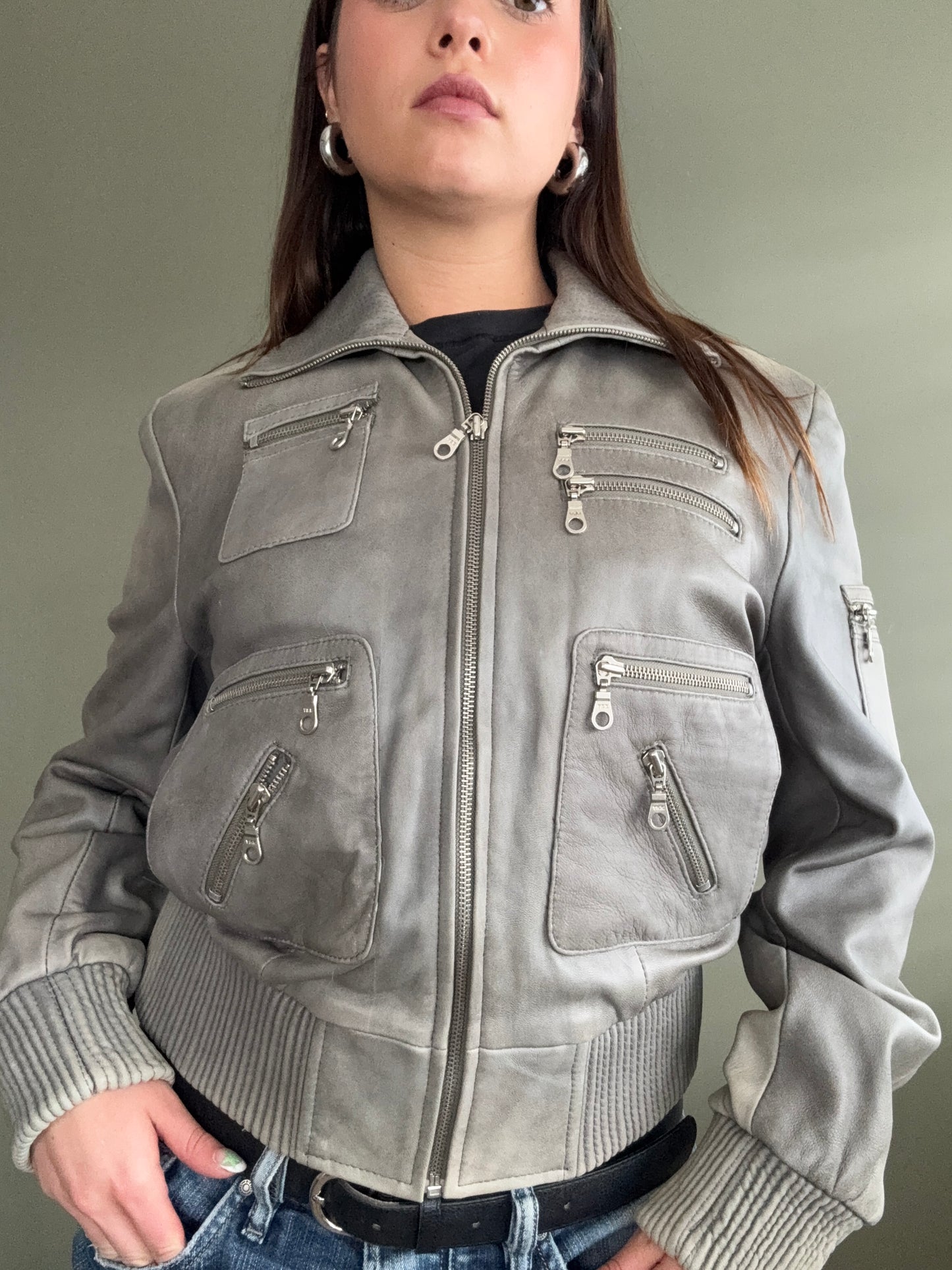 Leather Cargo Jacket (M)