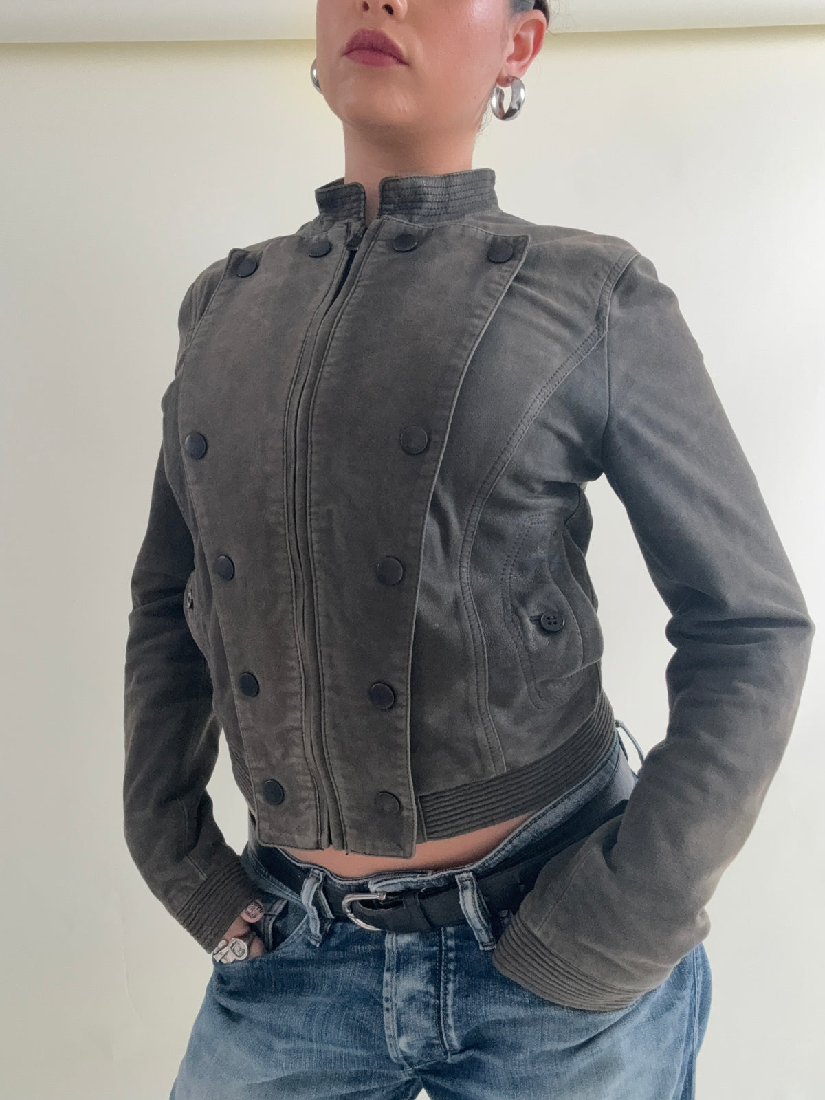 Vintage Diesel Leather Military Jacket (S)