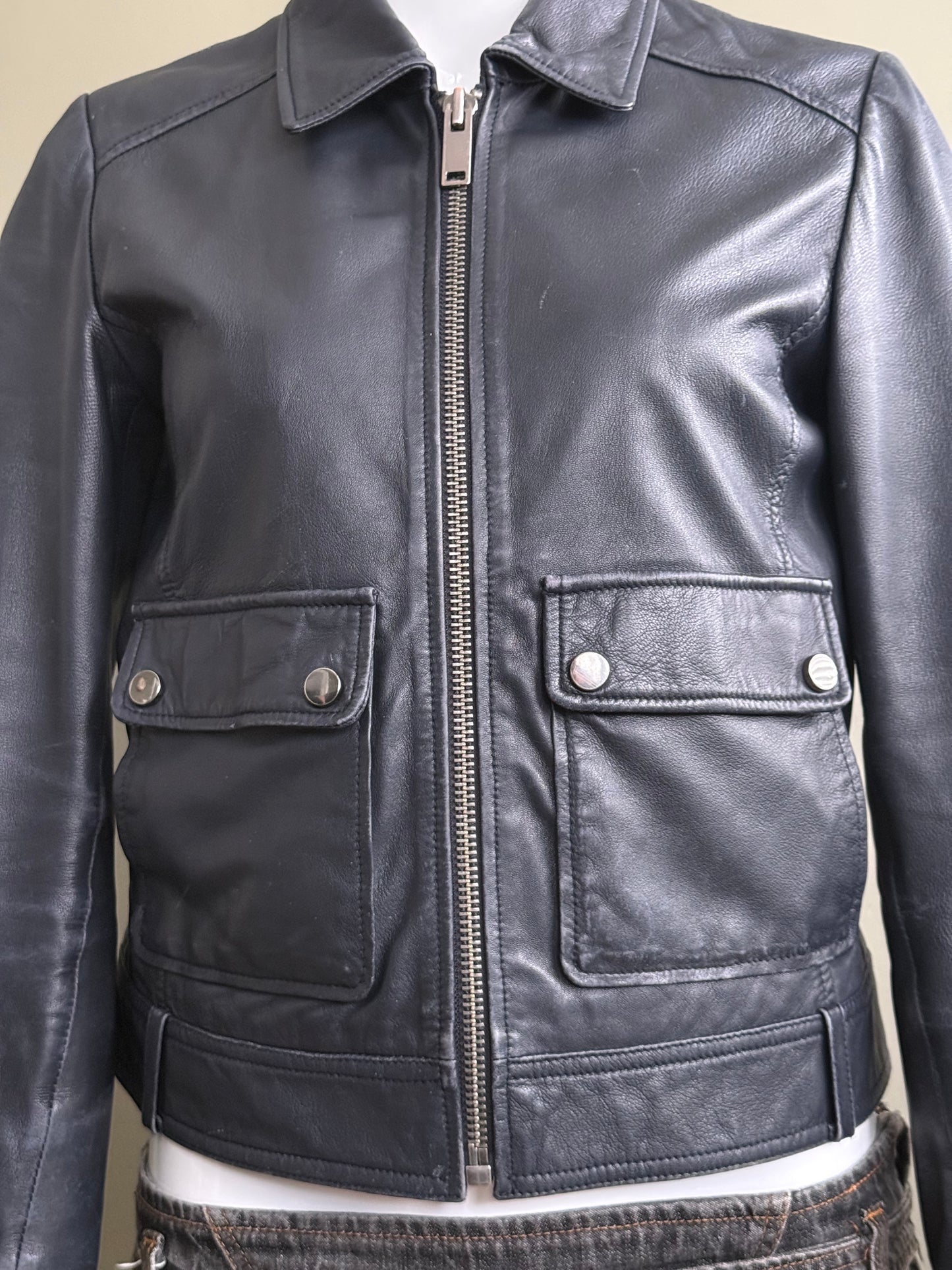 Leather Fitted Jacket (UK10)