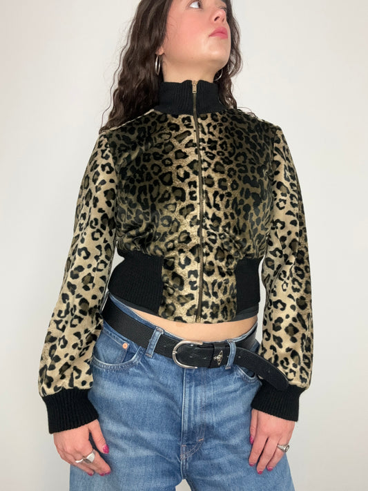 Leopard Print Bomber Jacket