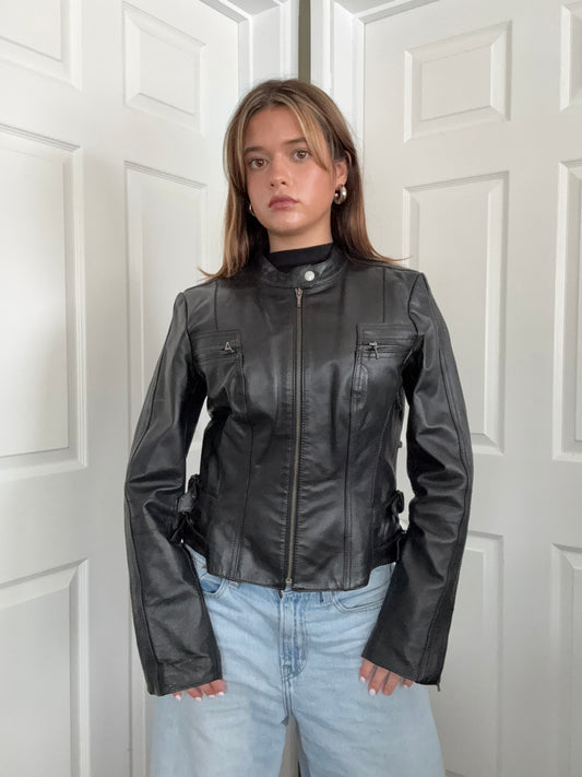 Fitted Leather Buckle Jacket (UK12)