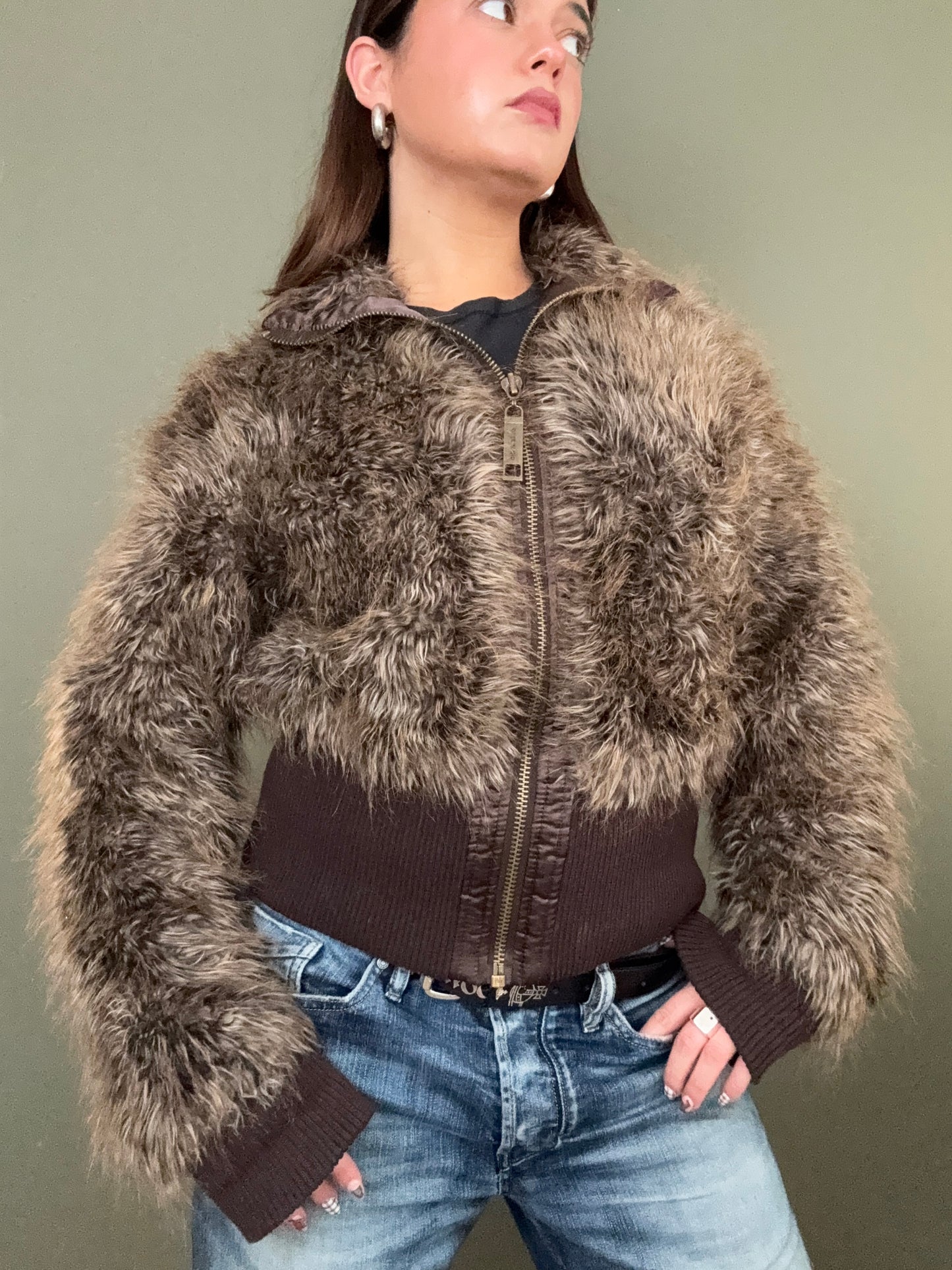 Faux Fur Bomber Jacket (UK16)