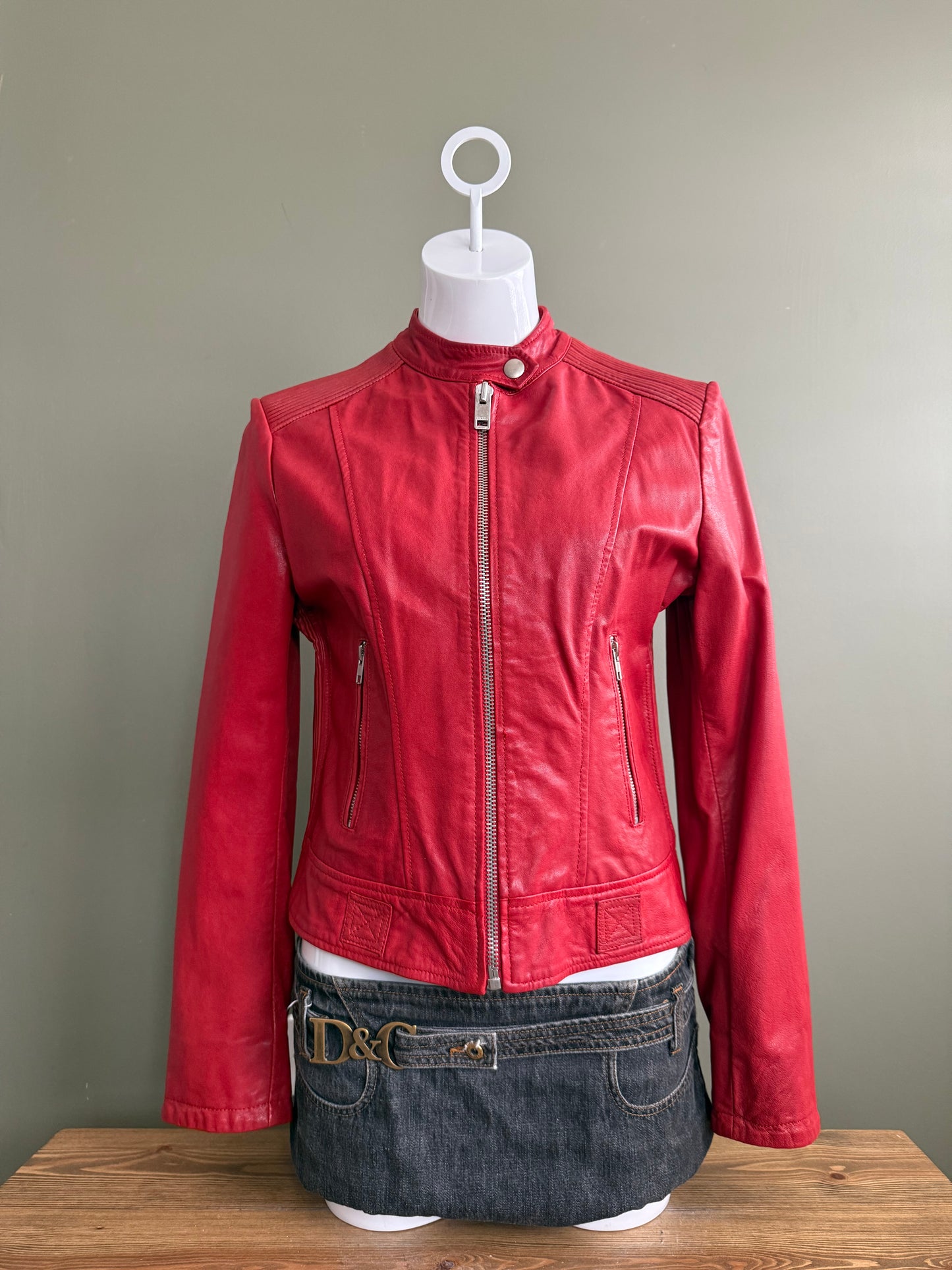 Diesel Red Leather Jacket (M)