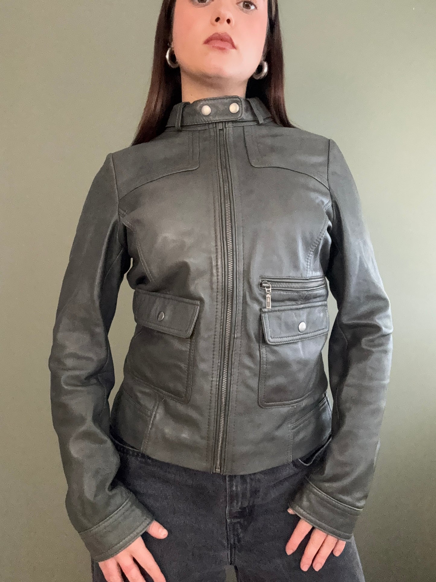 Leather Cargo Jacket (UK10)