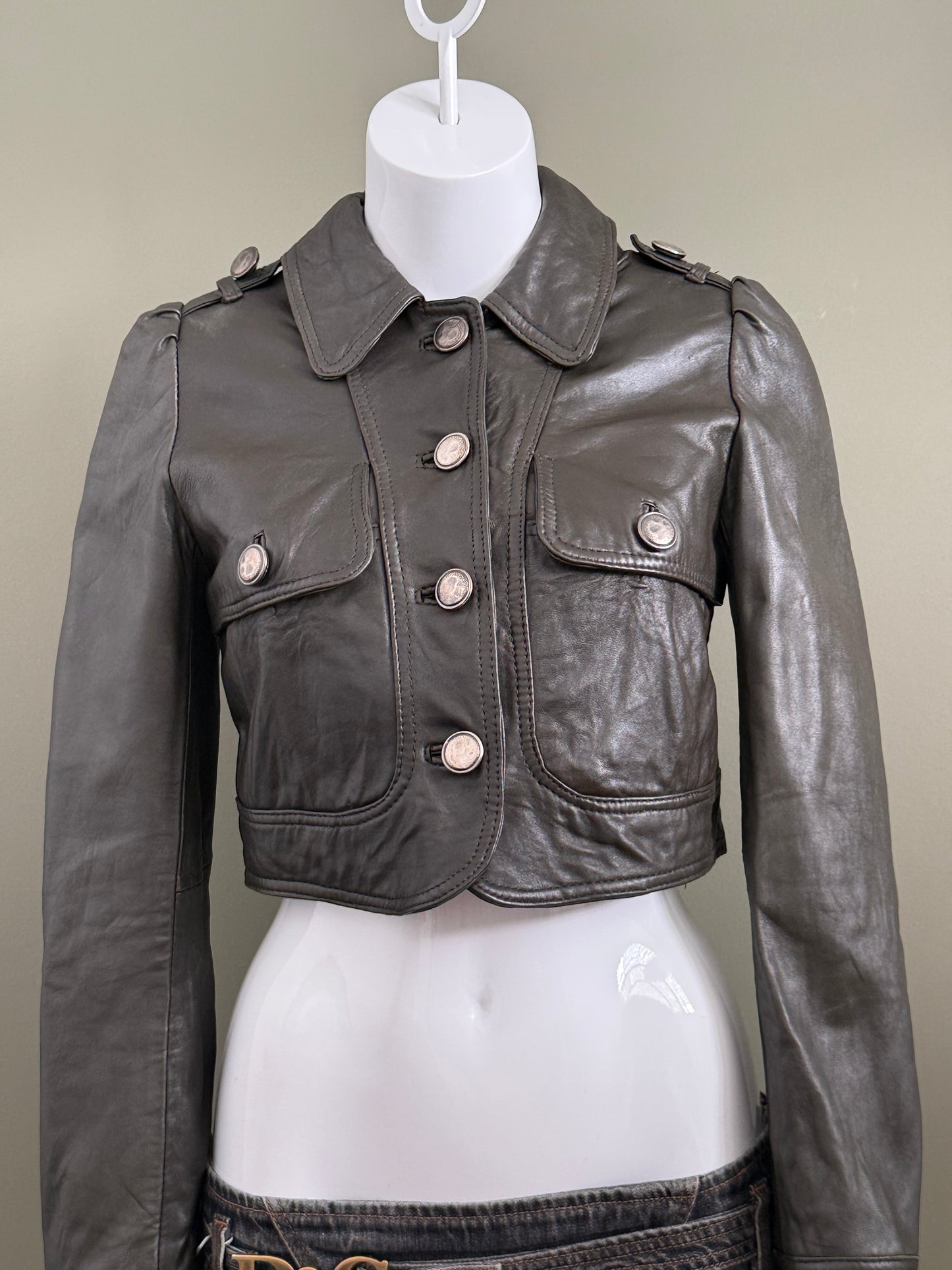 Cropped Leather Jacket (UK10)