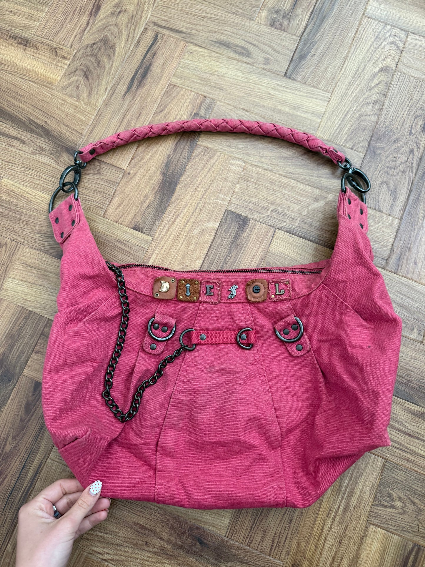 Pink Diesel Slouchy Shoulder Bag
