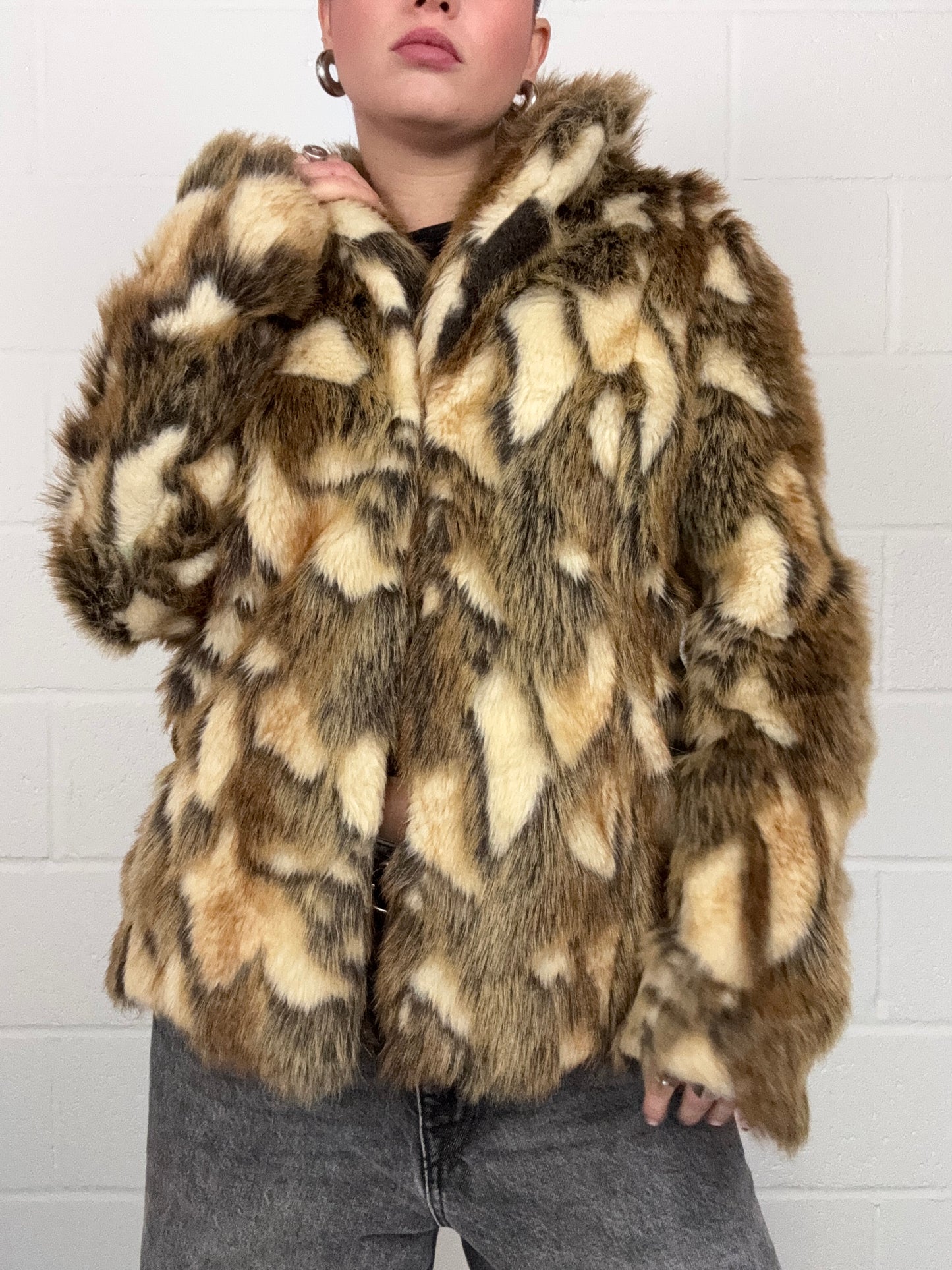 Faux Fur Patchwork Jacket (UK10)