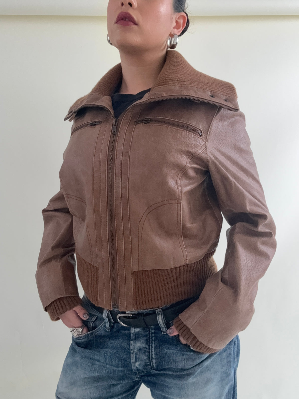 Leather Bomber Jacket (UK14)