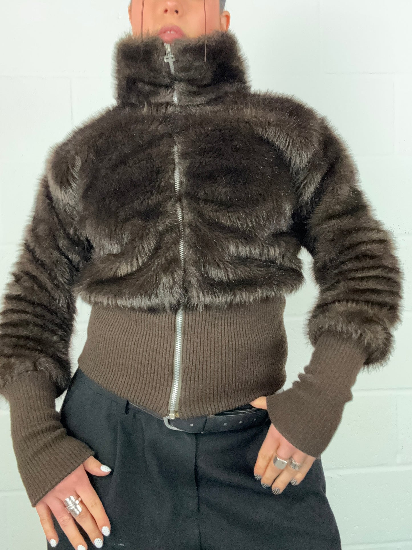 Morgan De Toi Faux Fur Bomber Jacket (M)