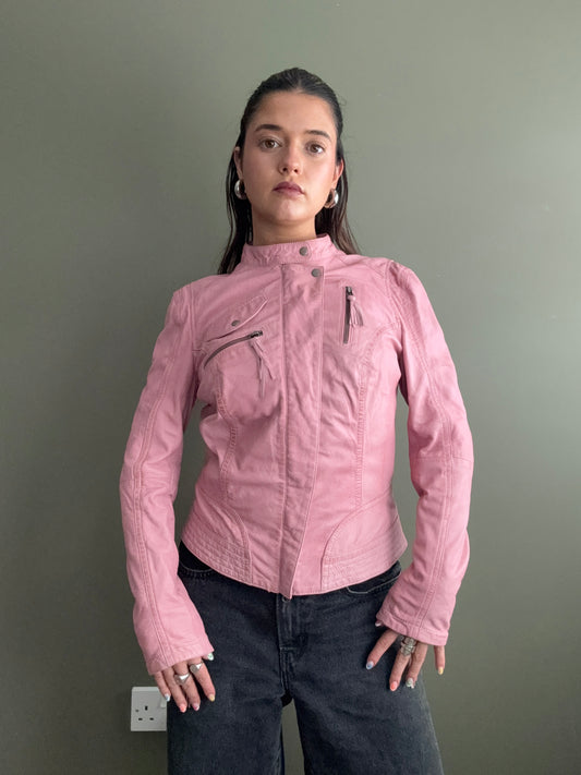 Pink Leather Jacket (UK12)
