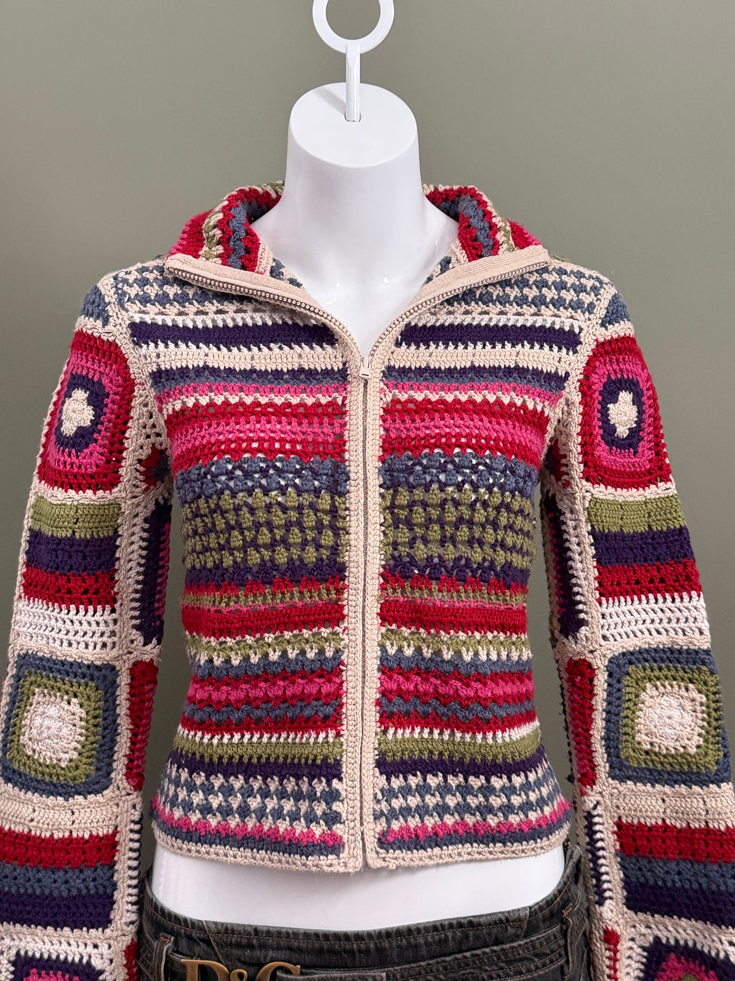 Vintage Crochet Zip Jumper (UK10)