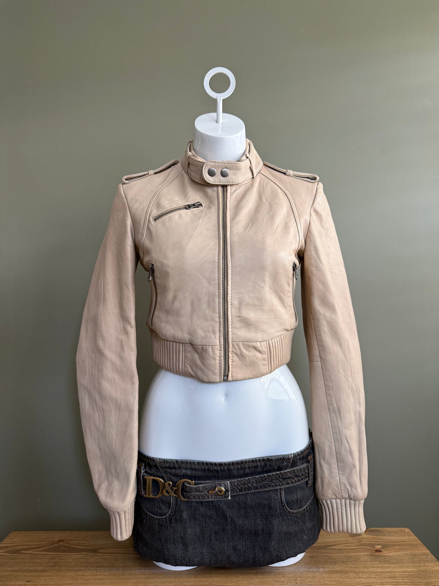 Cropped Leather Jacket (M)