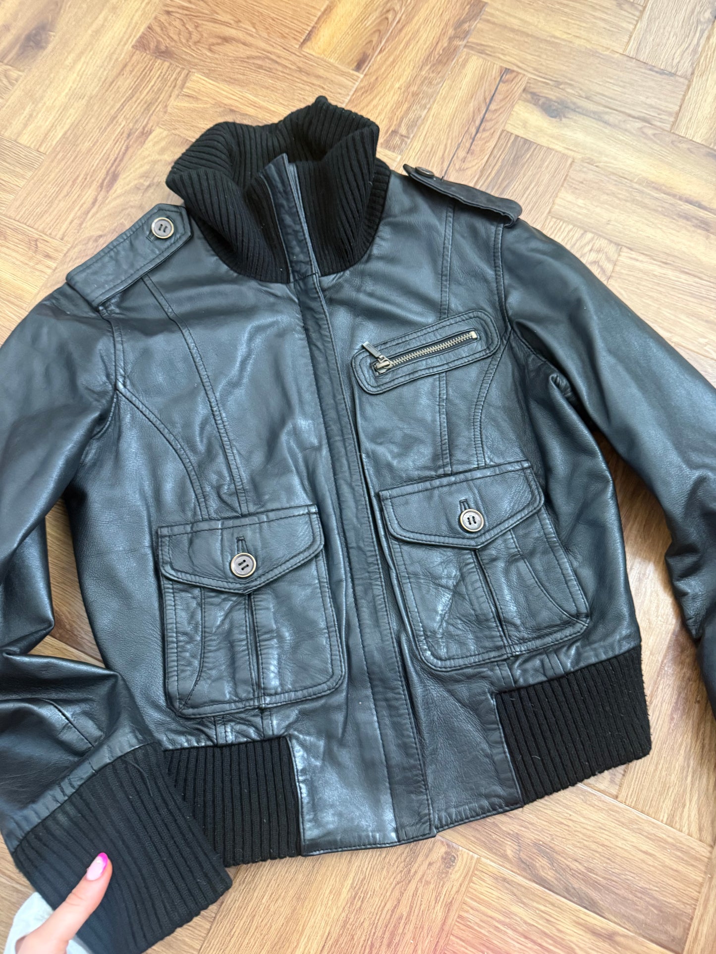 Leather Bomber Jacket (UK12)