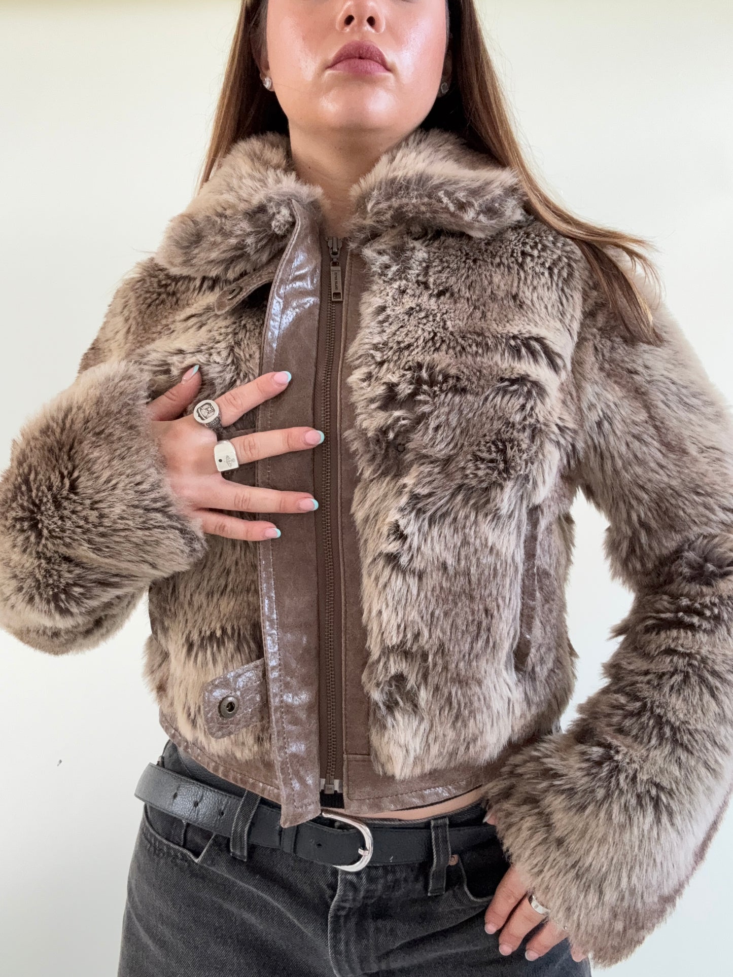 Faux Fur Bomber Jacket (UK12)