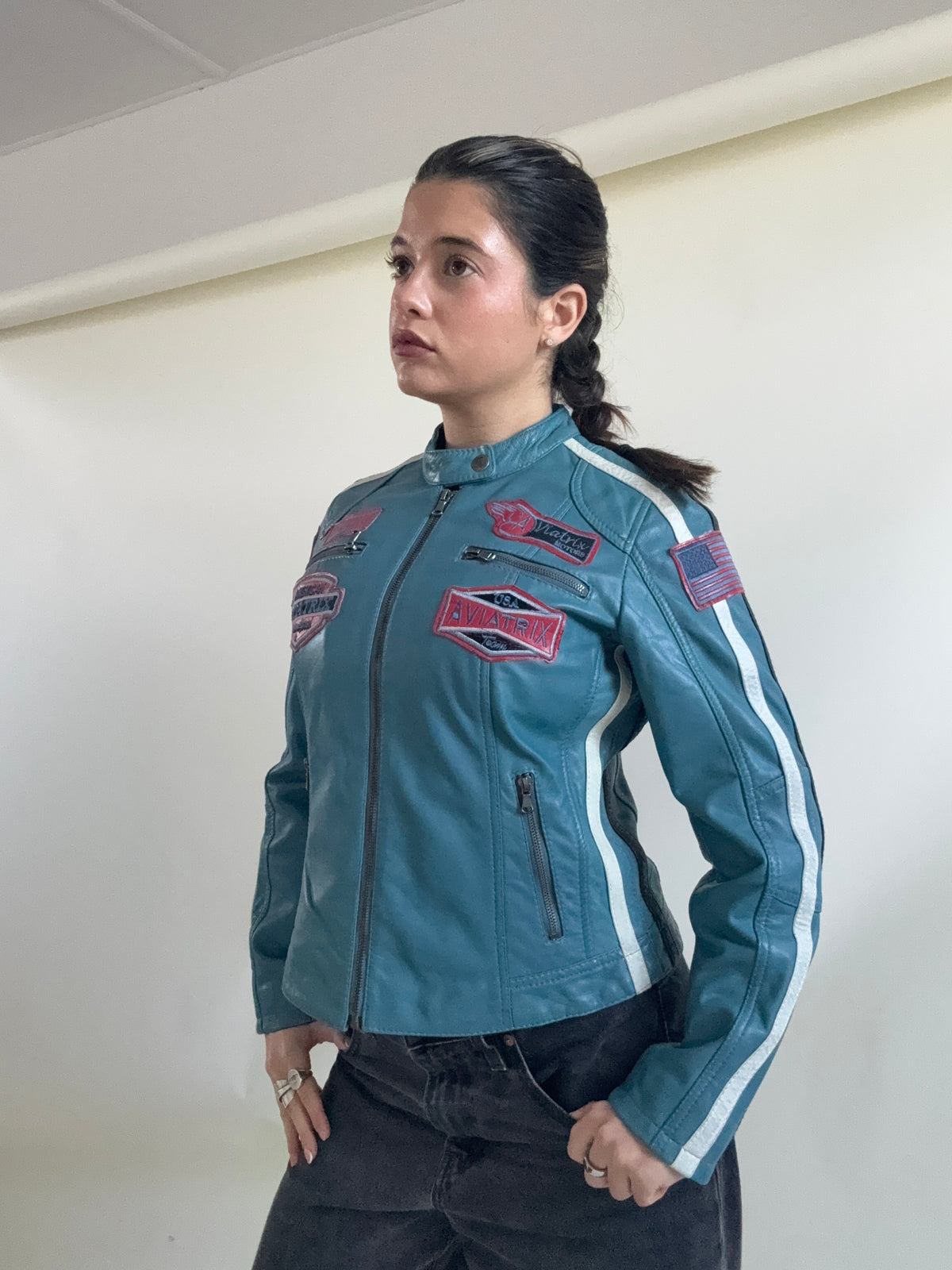 Aviatrix Leather Biker Jacket (S)