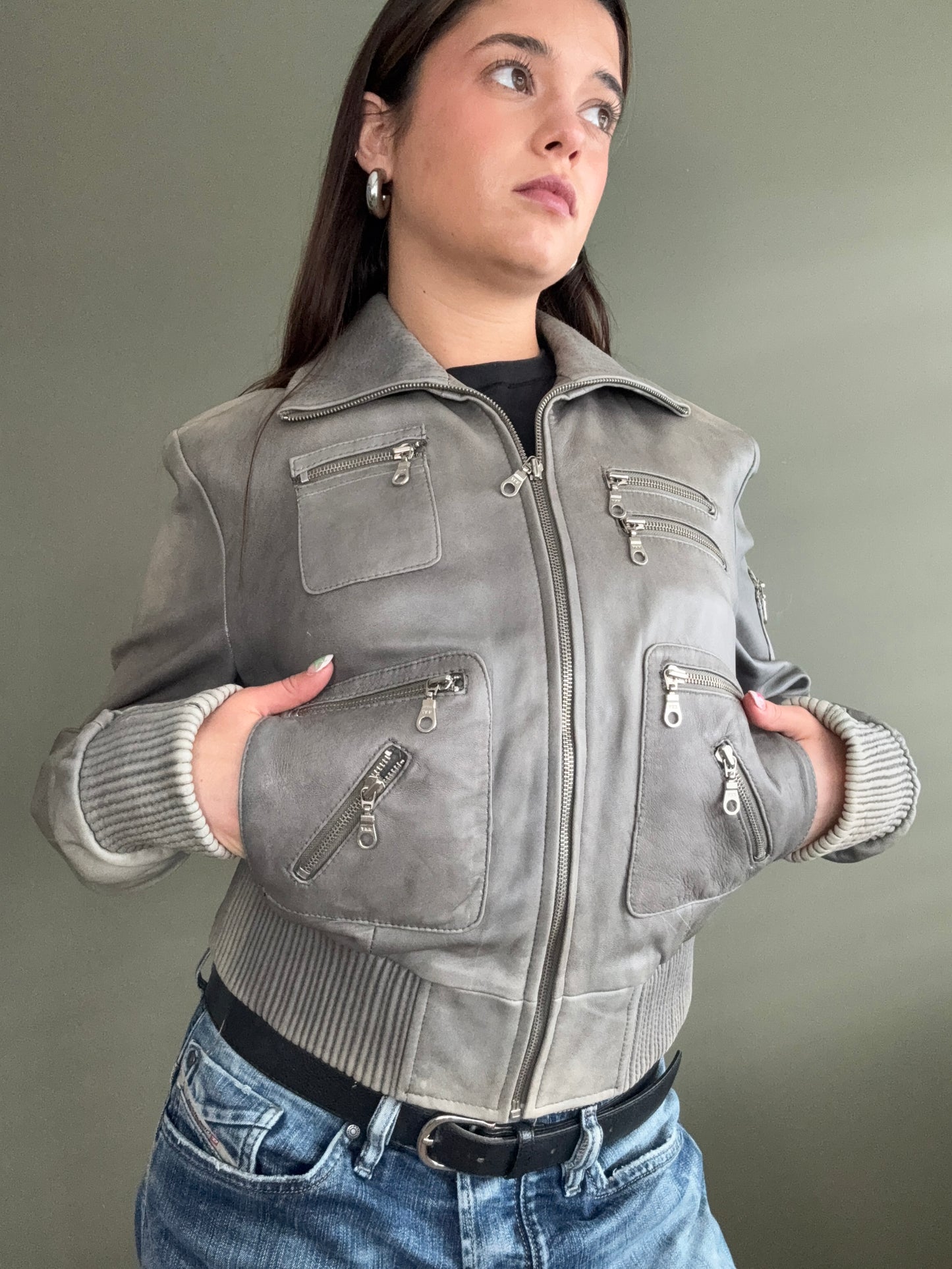 Leather Cargo Jacket (M)