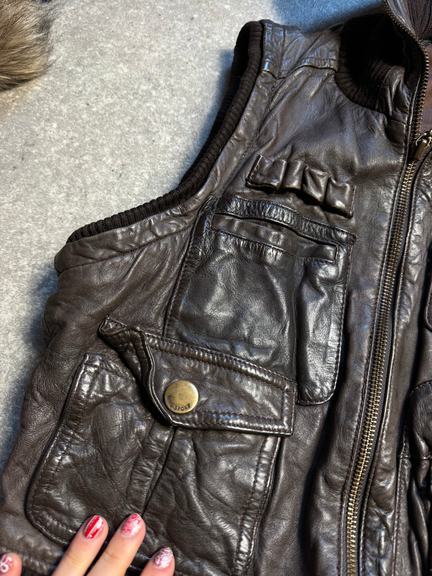 Leather Cargo Gilet (S)