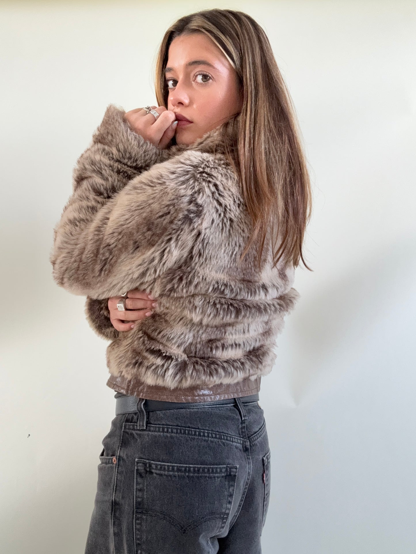 Faux Fur Bomber Jacket (UK12)