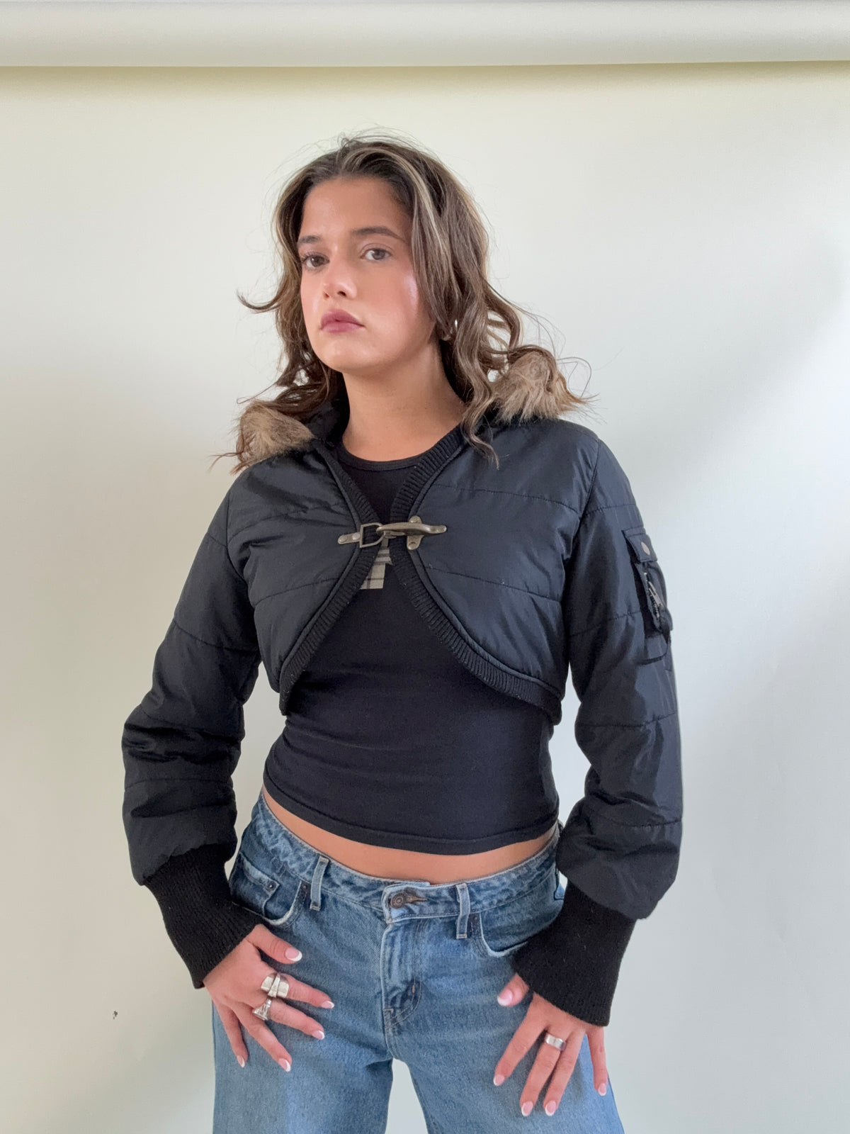Cropped Y2K Puffer Jacket (M)