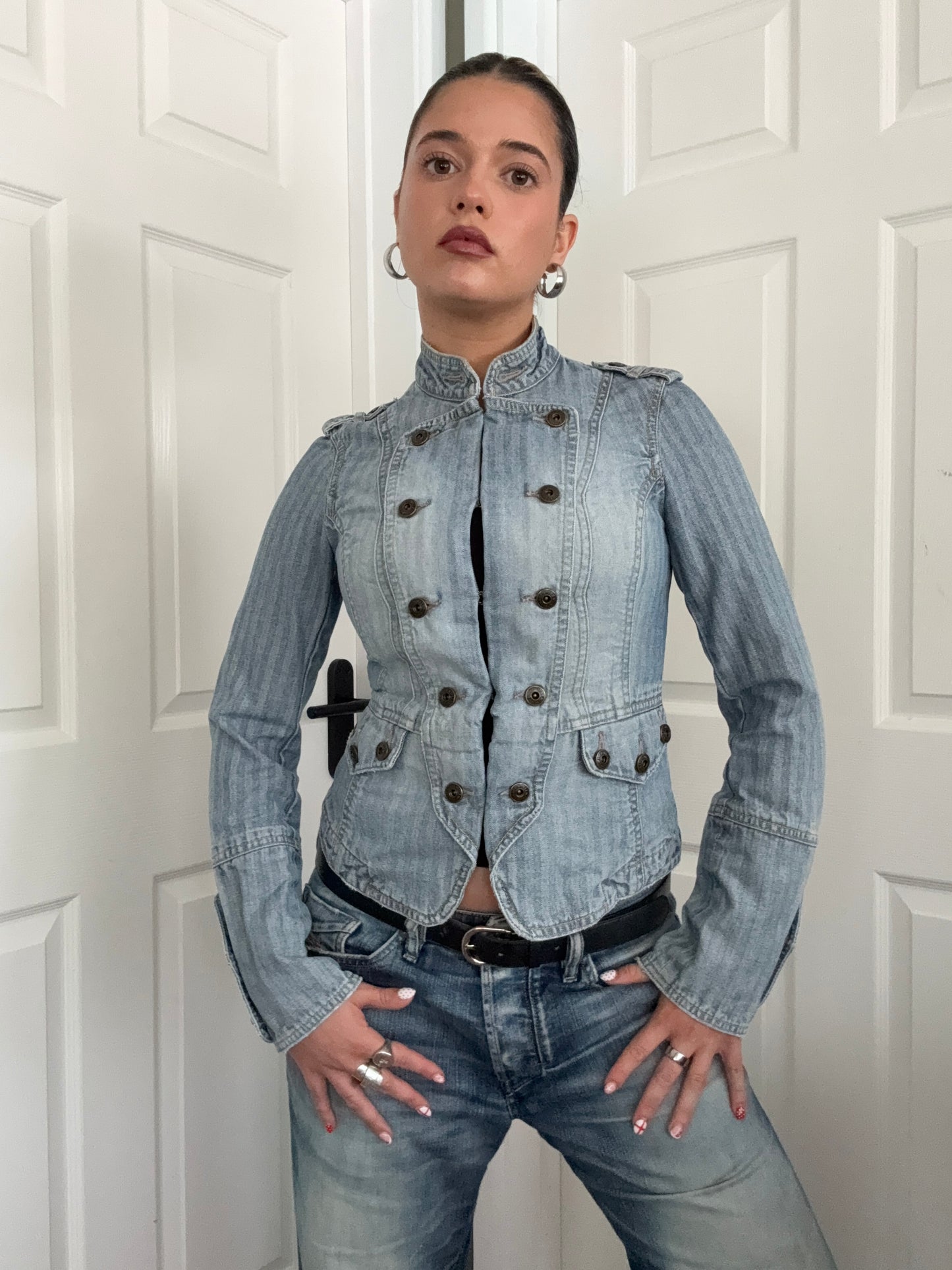 Karen Millen Denim Pinstripe Jacket (UK10)