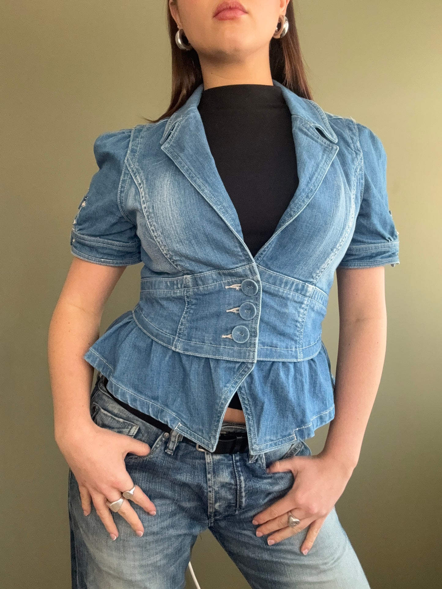 Denim Fitted Shortsleeve Jacket (UK12)