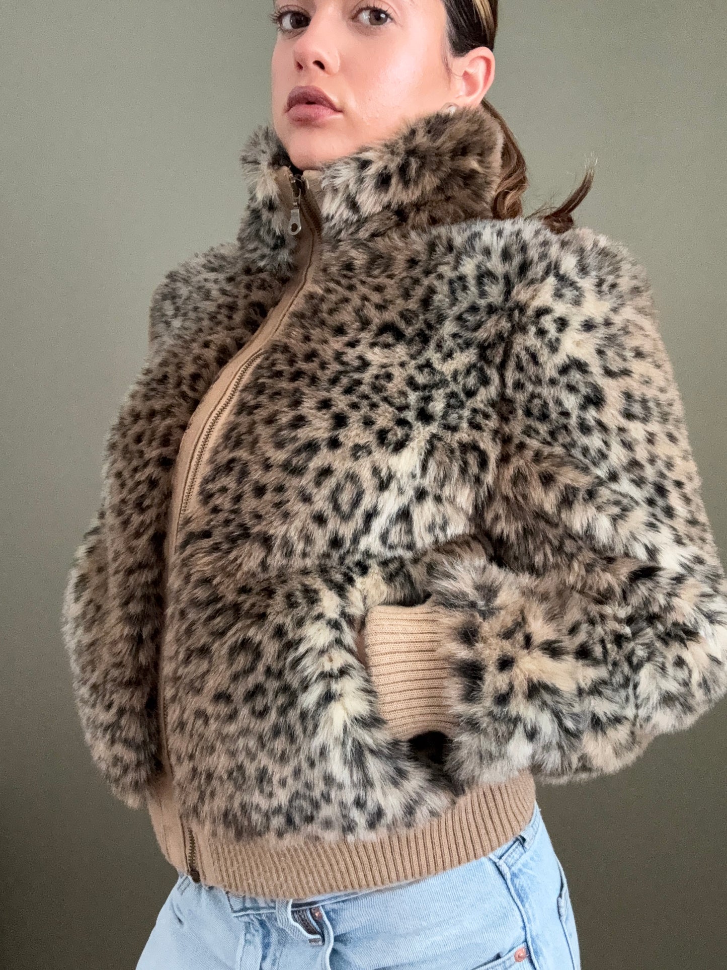 Faux Fur Leopard Jacket (UK10)