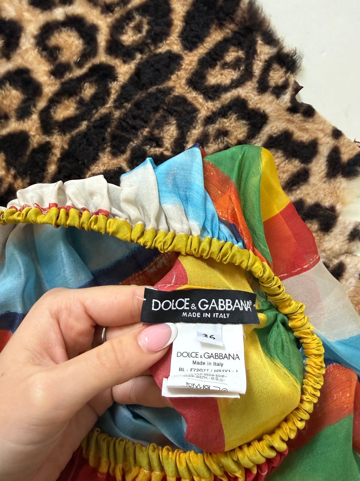 Dolce & Gabbana Silk Multicolour Batwing Top (S)