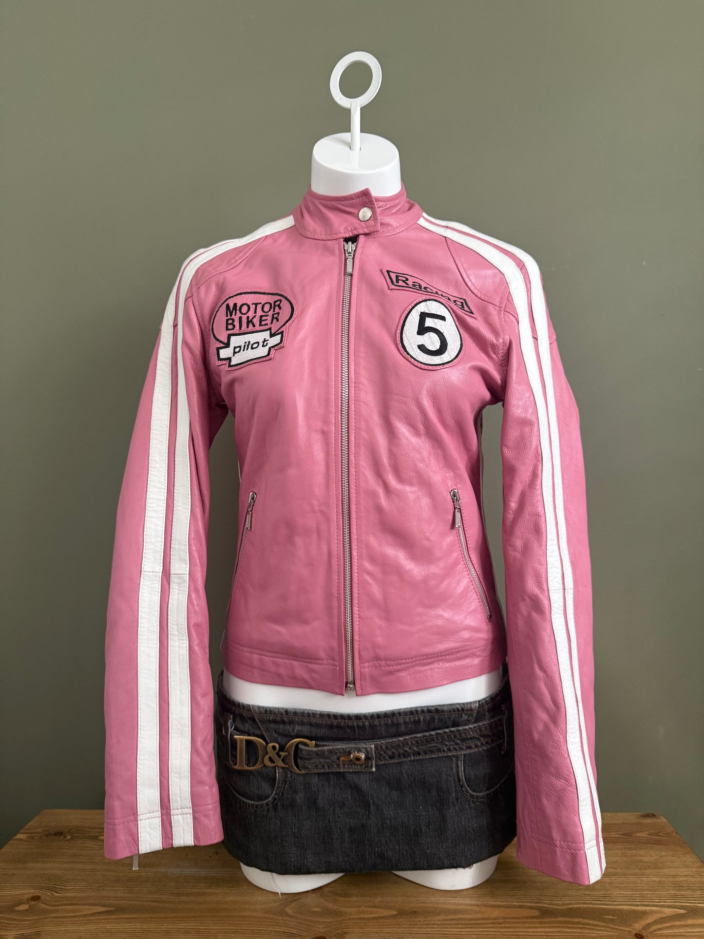 Pink Leather Jacket (UK12)