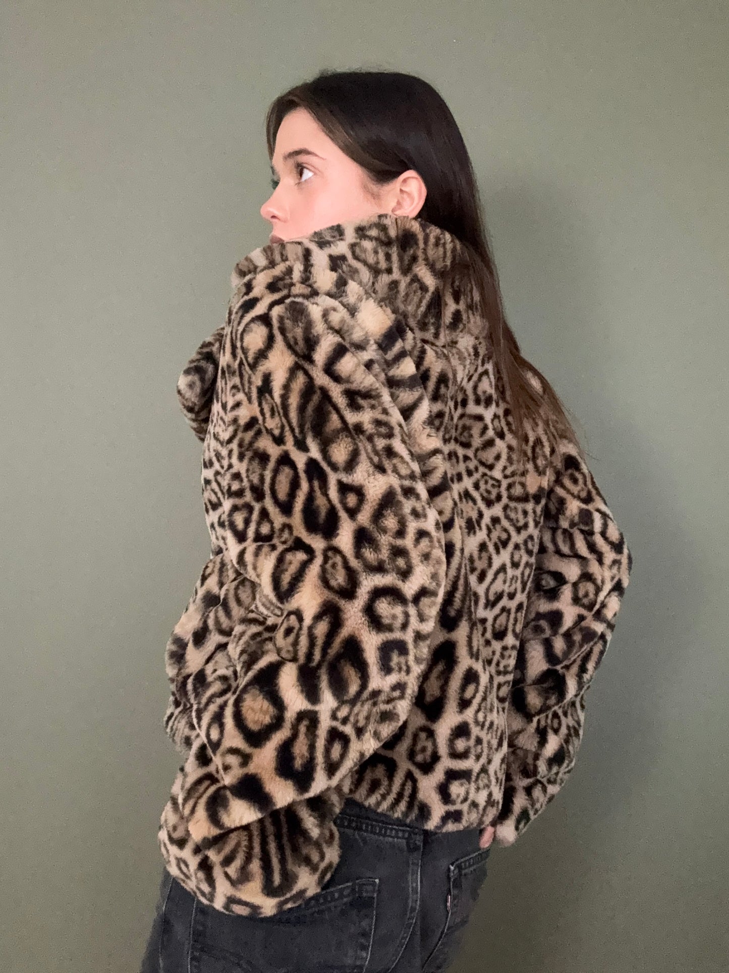 Leopard Faux Fur Jacket (S)