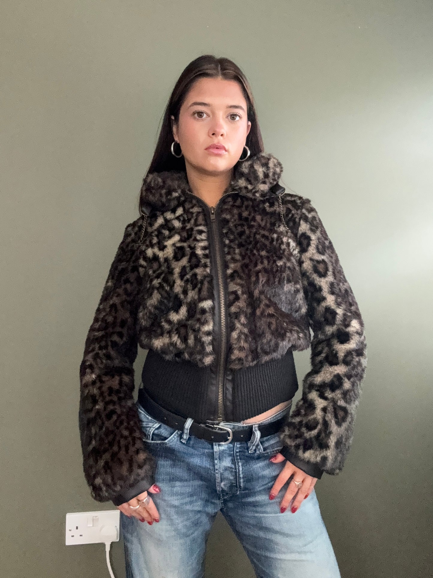 Faux Fur Leopard Jacket (M)
