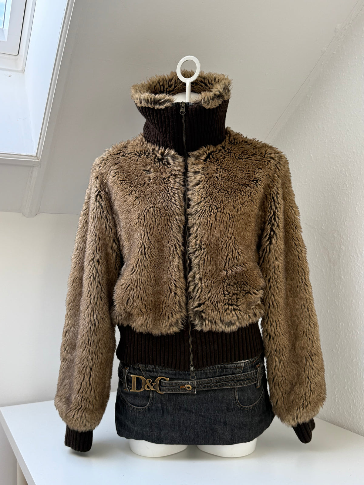 Faux Fur Bomber Jacket (UK16)